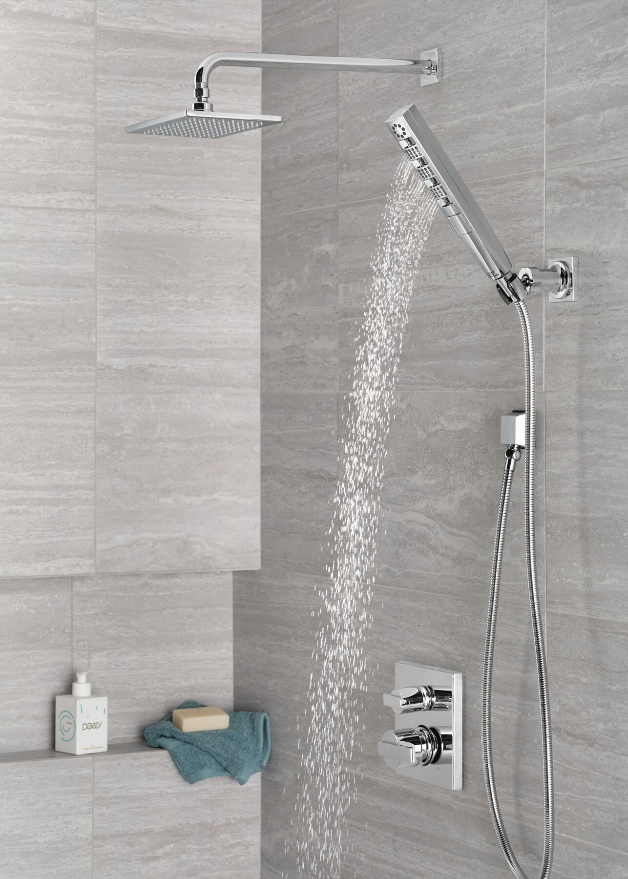 H<sub>2</sub>Okinetic&reg; 4-Setting Wall Mount Hand Shower