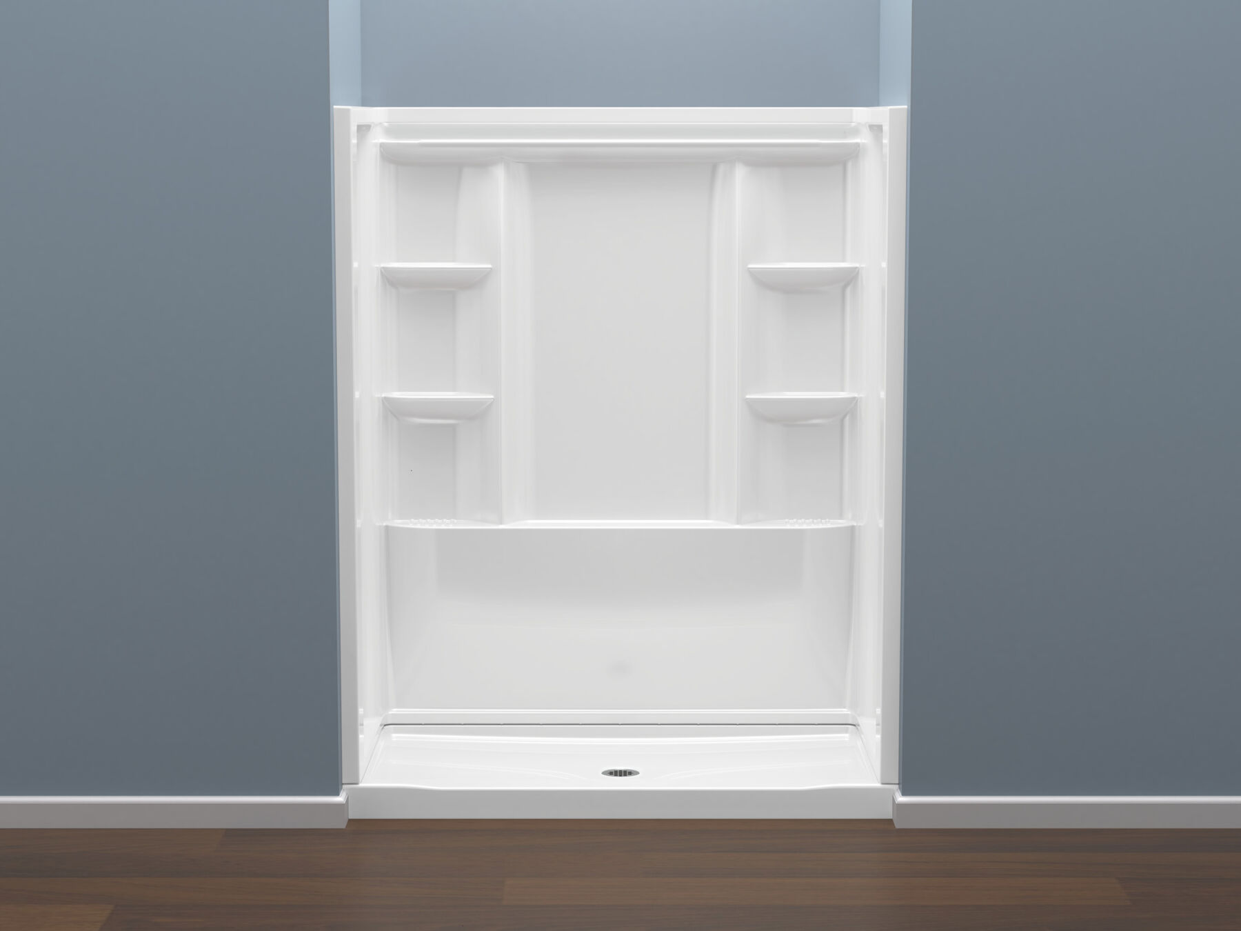 60x32 Alcove Shower Base and Wall Set Bundle - Center Drain
