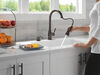 Single Handle Pull-Down Kitchen Faucet with Soap Dispenser and ShieldSpray Technology