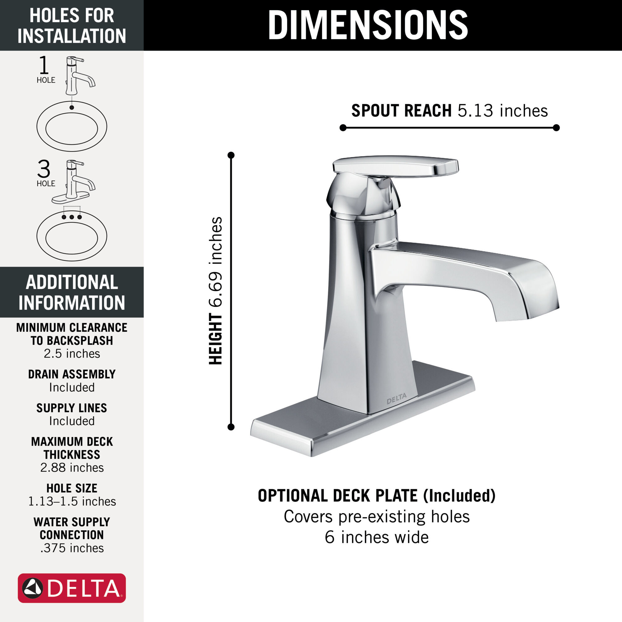 Single-Hole Bathroom Faucet (Recertified) in Chrome 564-MPU-DST-R