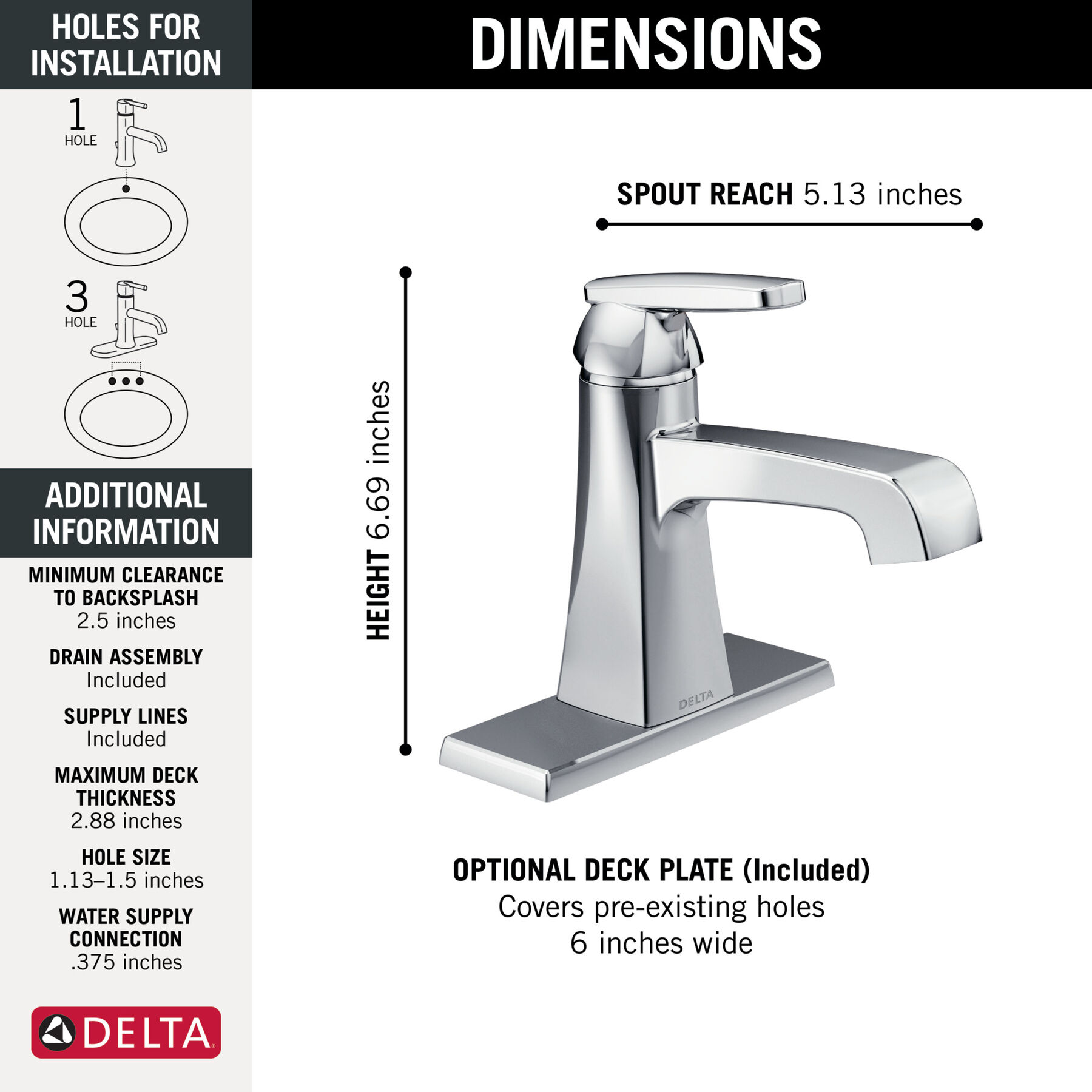 Single-Hole Bathroom Faucet (Recertified)