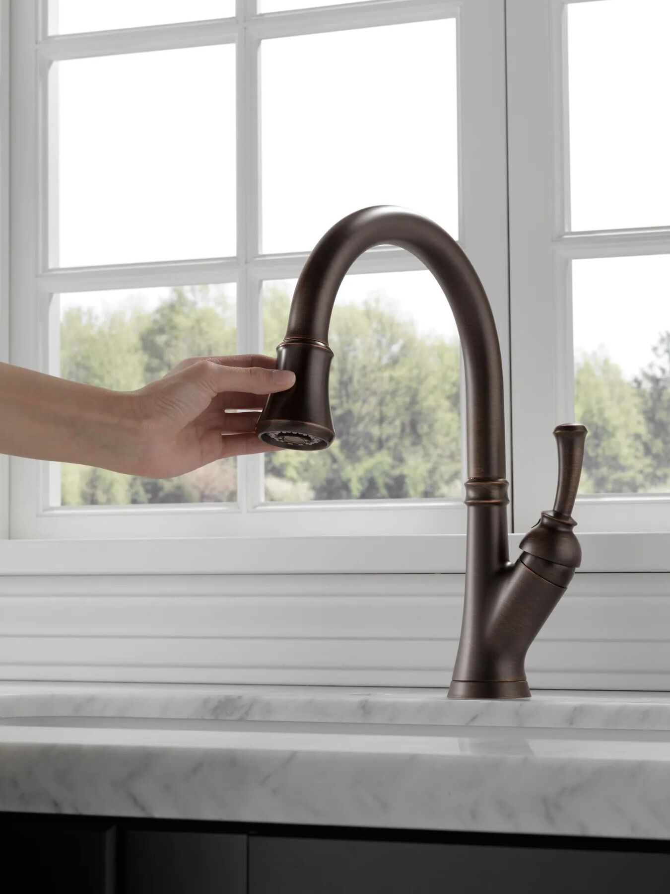 Single Handle Pull-Down Kitchen Faucet with Soap Dispenser