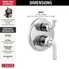 Two-Handle Monitor&reg; 14 Series Valve Trim with 3-Setting Integrated Diverter