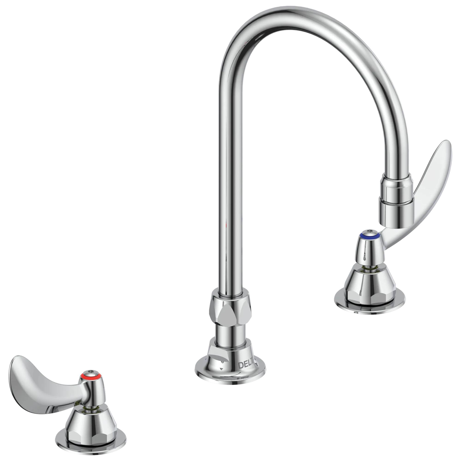 Two Handle Widespread Bathroom Faucet with Gooseneck Spout - Less Pop-Up
