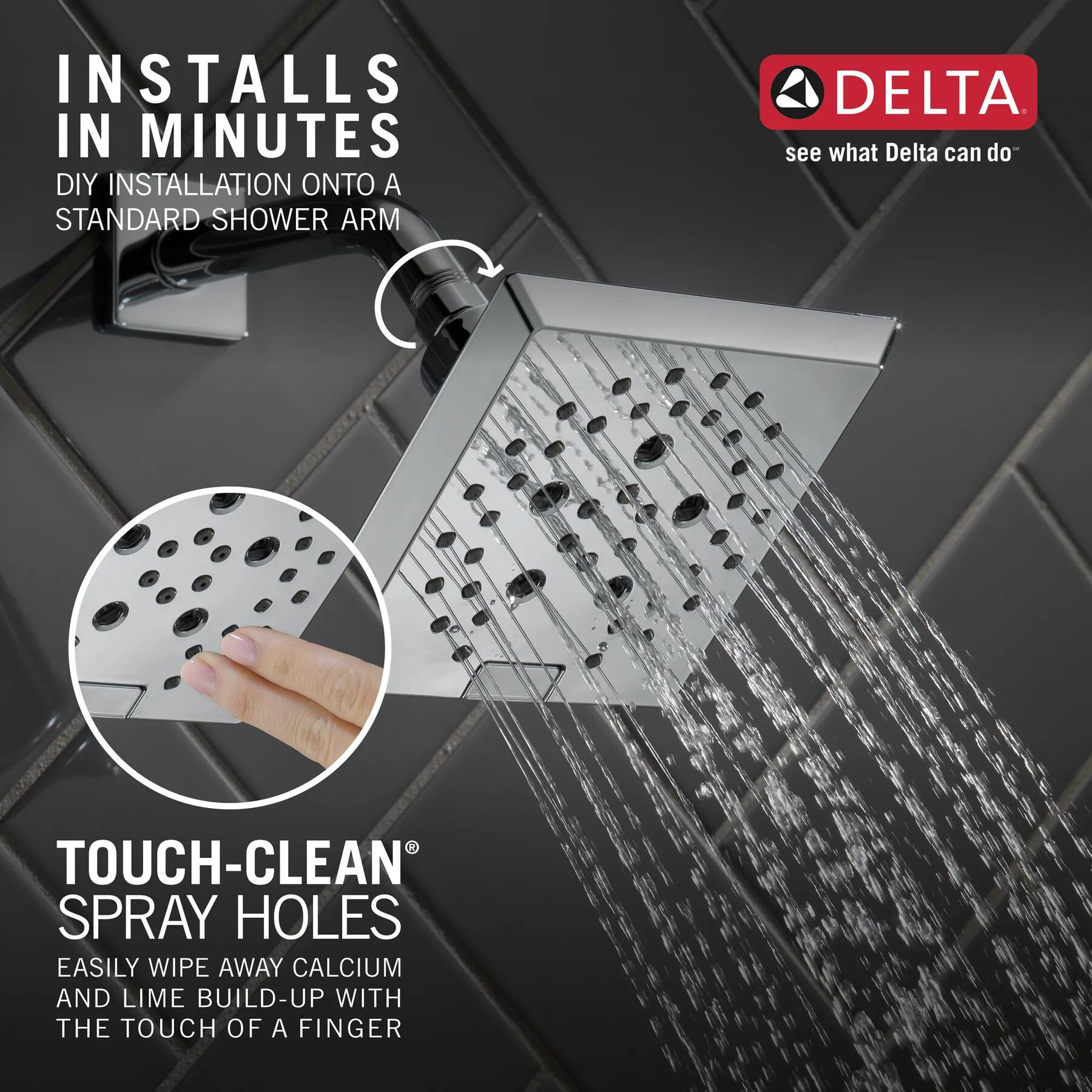 H<sub>2</sub>Okinetic&reg; 5-Setting Angular Modern Raincan Shower Head (Recertified)