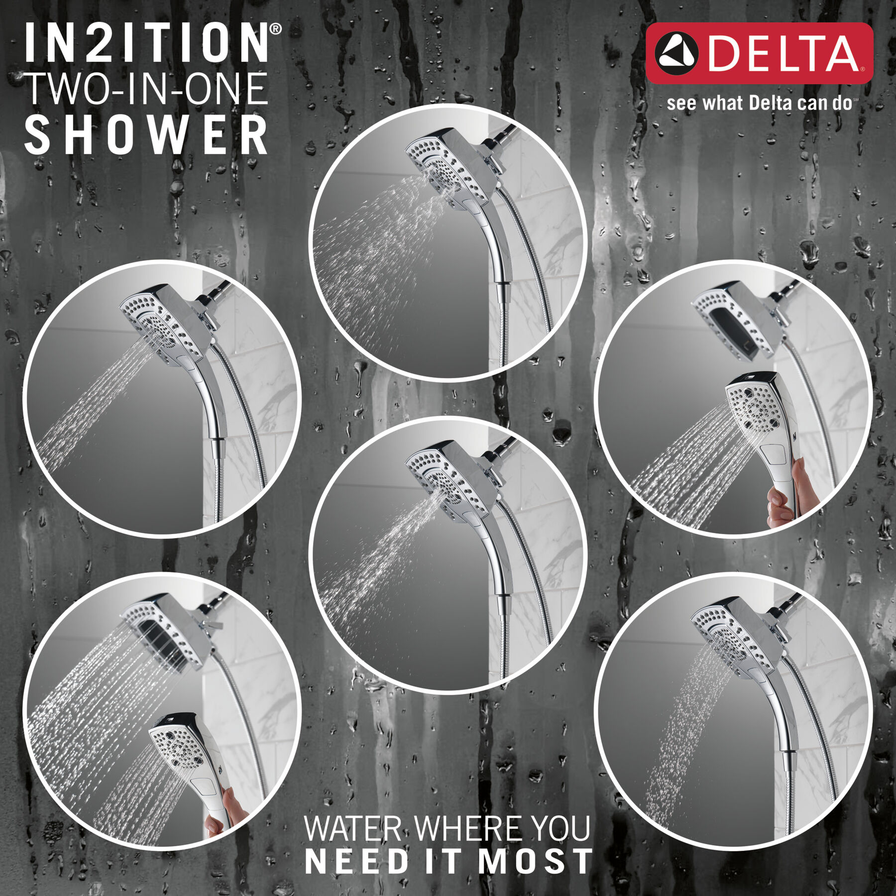 H<sub>2</sub>Okinetic&reg; In2ition&reg; 5-Setting Two-in-One Shower (Recertified)