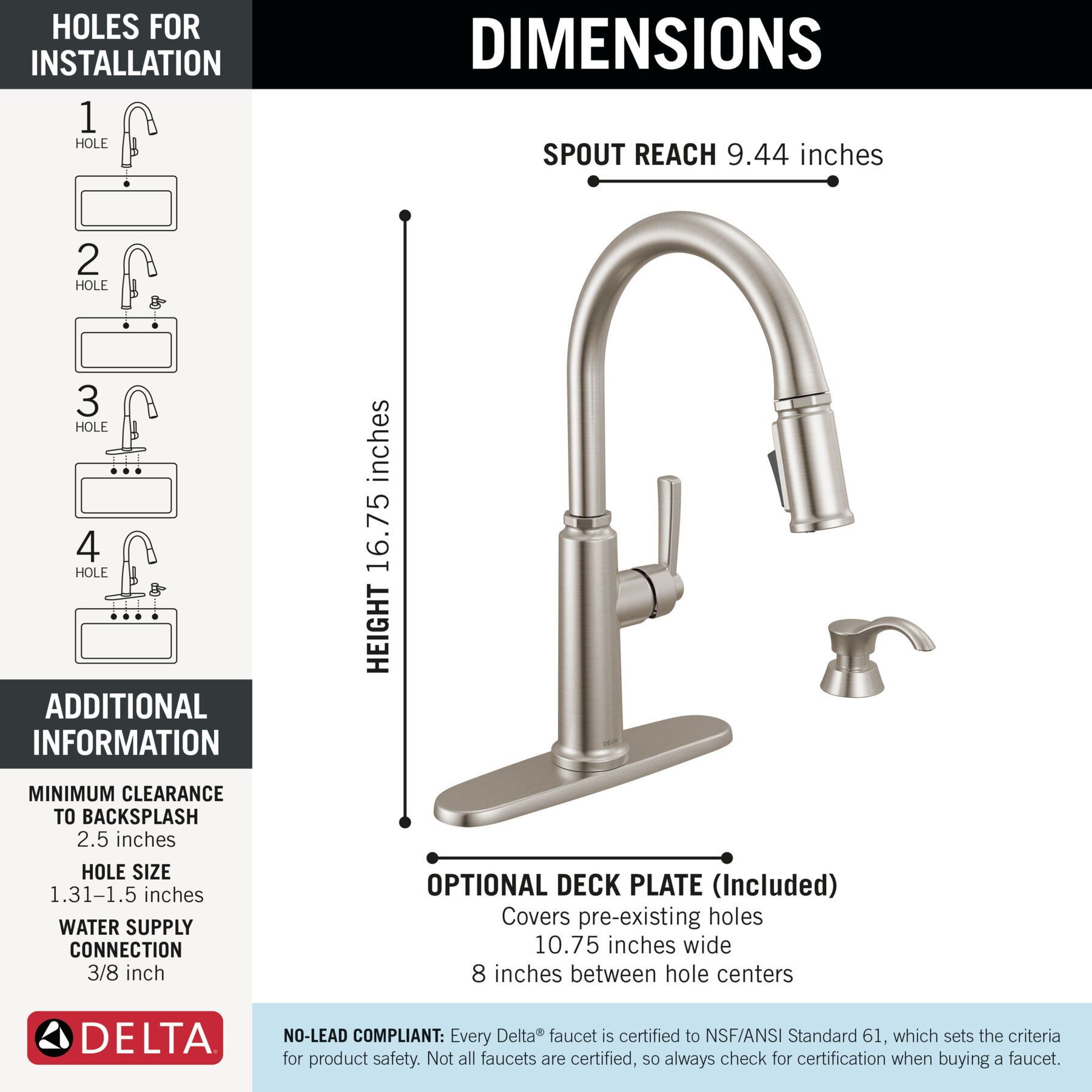 Single Handle Kitchen Pull-Down Faucet w/ Soap Dispenser