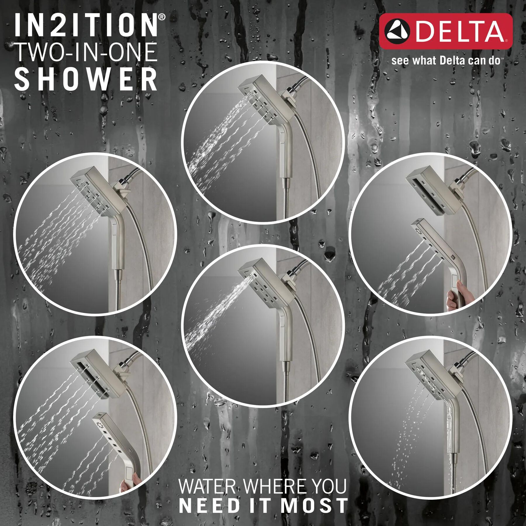 H<sub>2</sub>Okinetic&reg; In2ition&reg; 4-Setting Two-in-One Shower (Recertified)