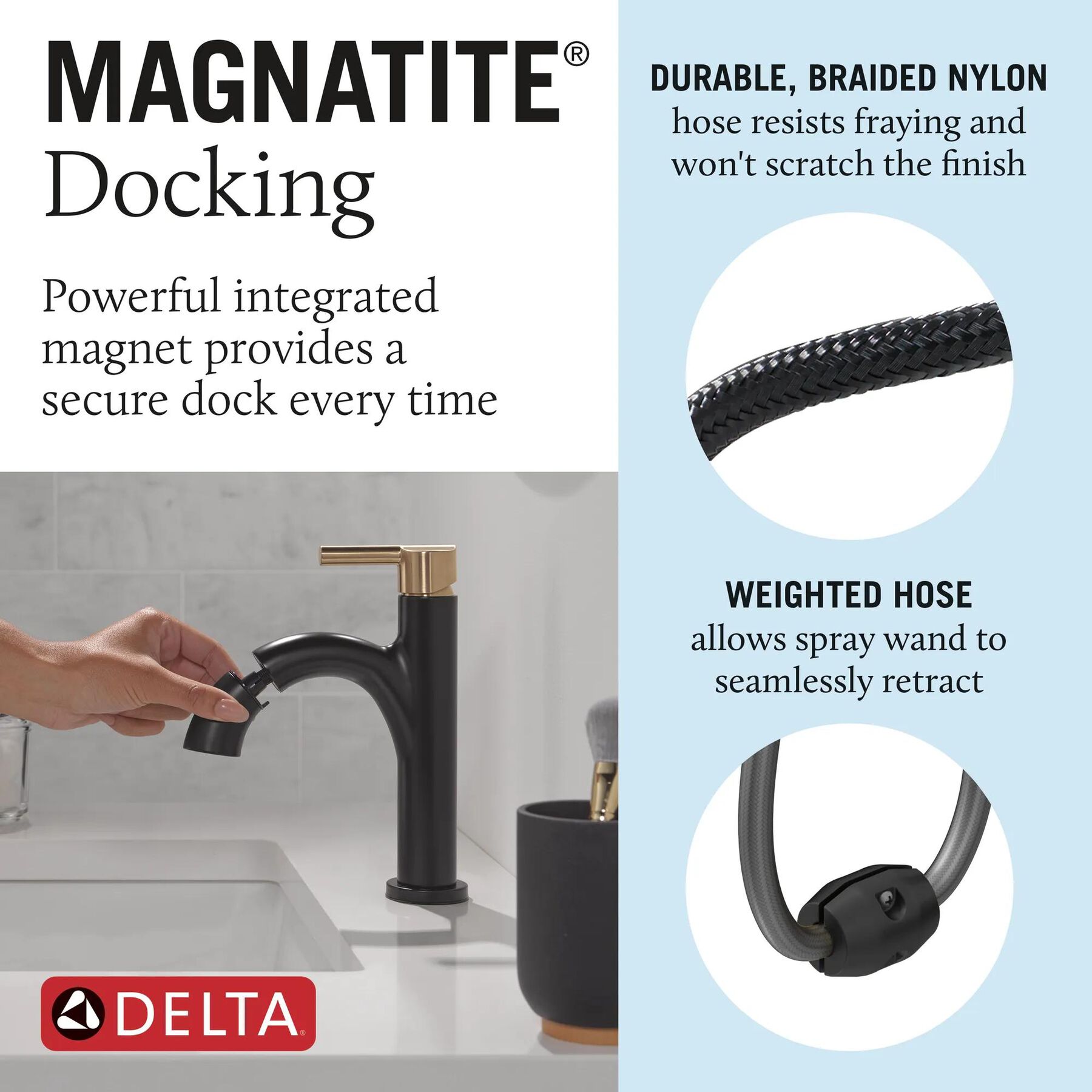 Single Handle Pull-Down Bathroom Faucet