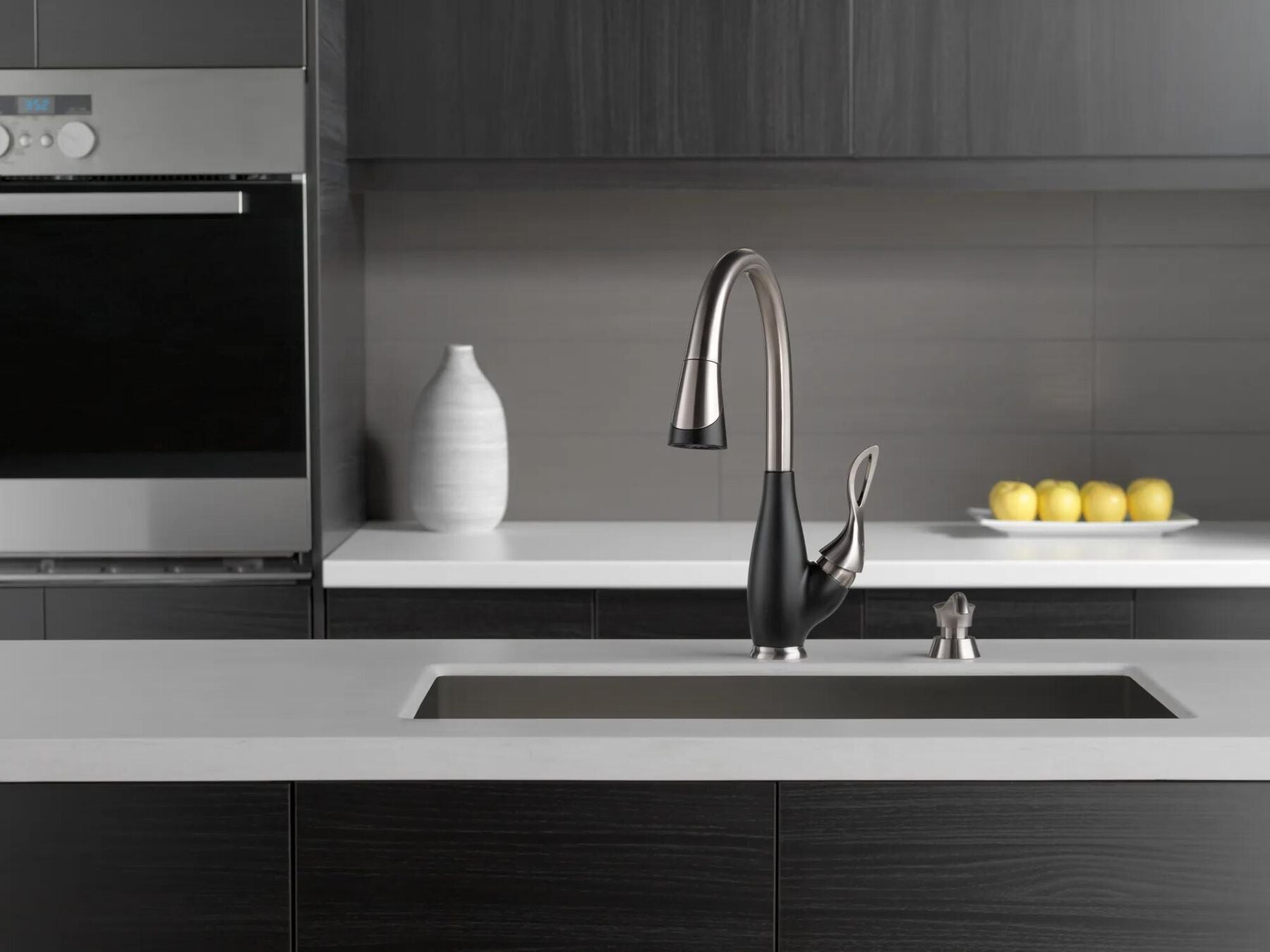 Single Handle Pull-Down Kitchen Faucet with Soap Dispenser