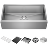 36&rdquo; Workstation Undermount&nbsp;Single Bowl&nbsp;16 Gauge Stainless Steel&nbsp;Farmhouse Apron Front Kitchen Sink&nbsp;with&nbsp;WorkFlow&trade; Ledge and Accessories