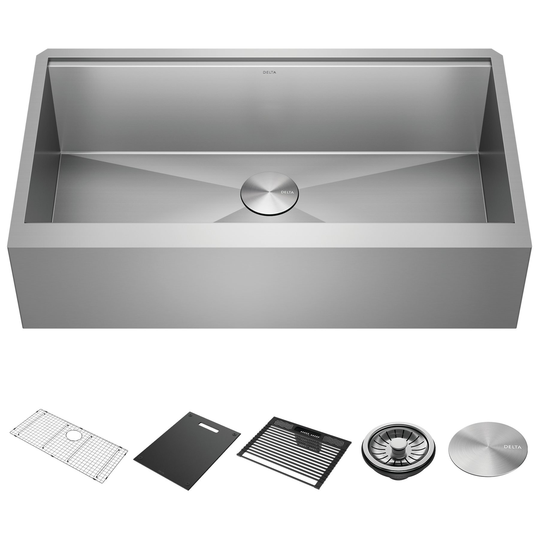 36&rdquo; Workstation Undermount&nbsp;Single Bowl&nbsp;16 Gauge Stainless Steel&nbsp;Farmhouse Apron Front Kitchen Sink&nbsp;with&nbsp;WorkFlow&trade; Ledge and Accessories