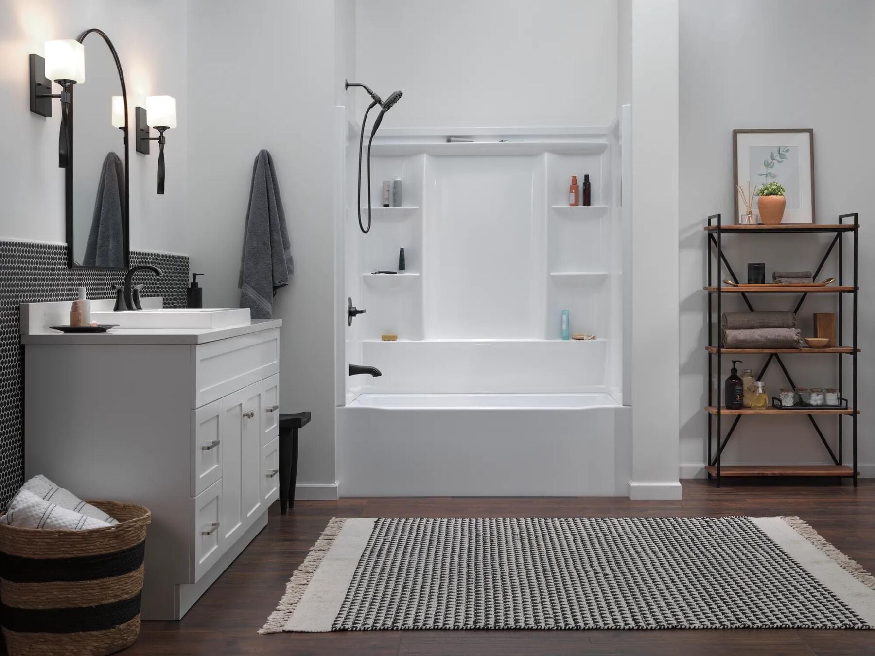 60x30 Alcove Bathtub, Wall Set and Trim Bundle - Left Drain