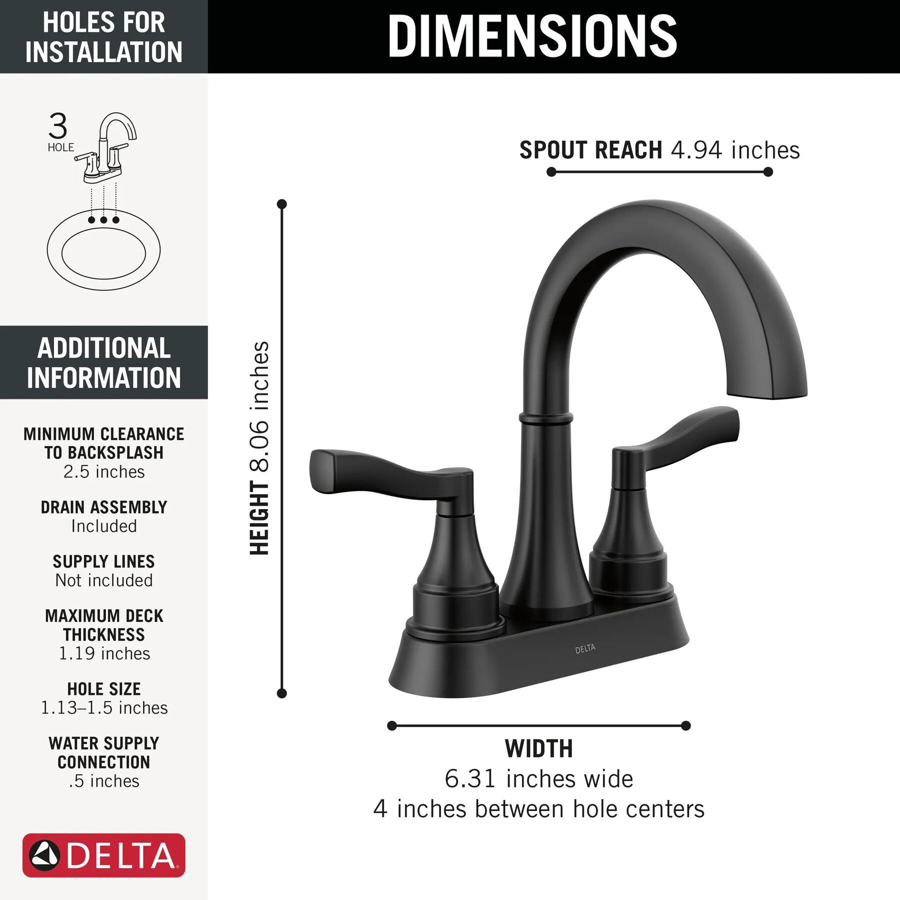 Two Handle Centerset Bathroom Faucet (Recertified)