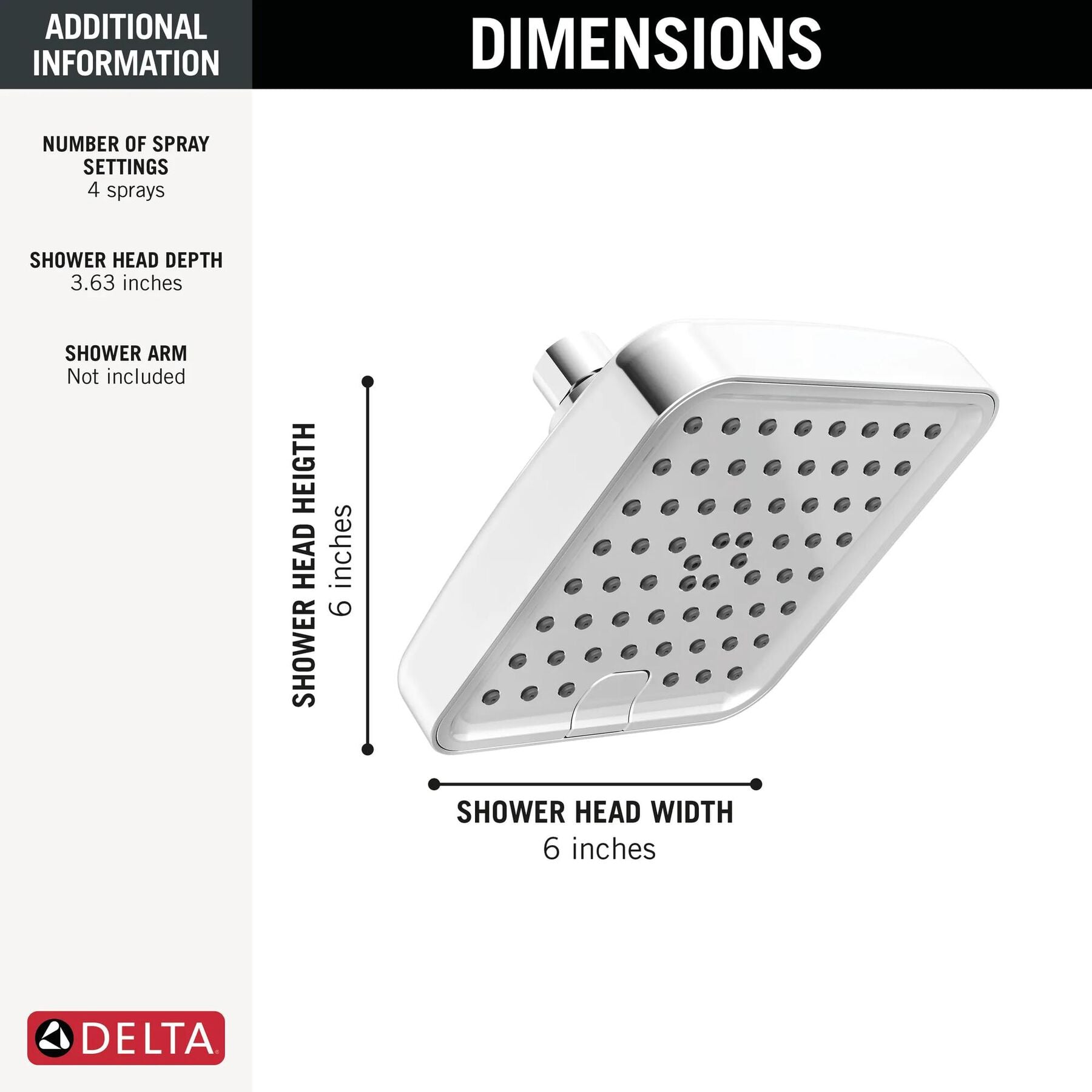 4-Setting 6-inch Shower Head