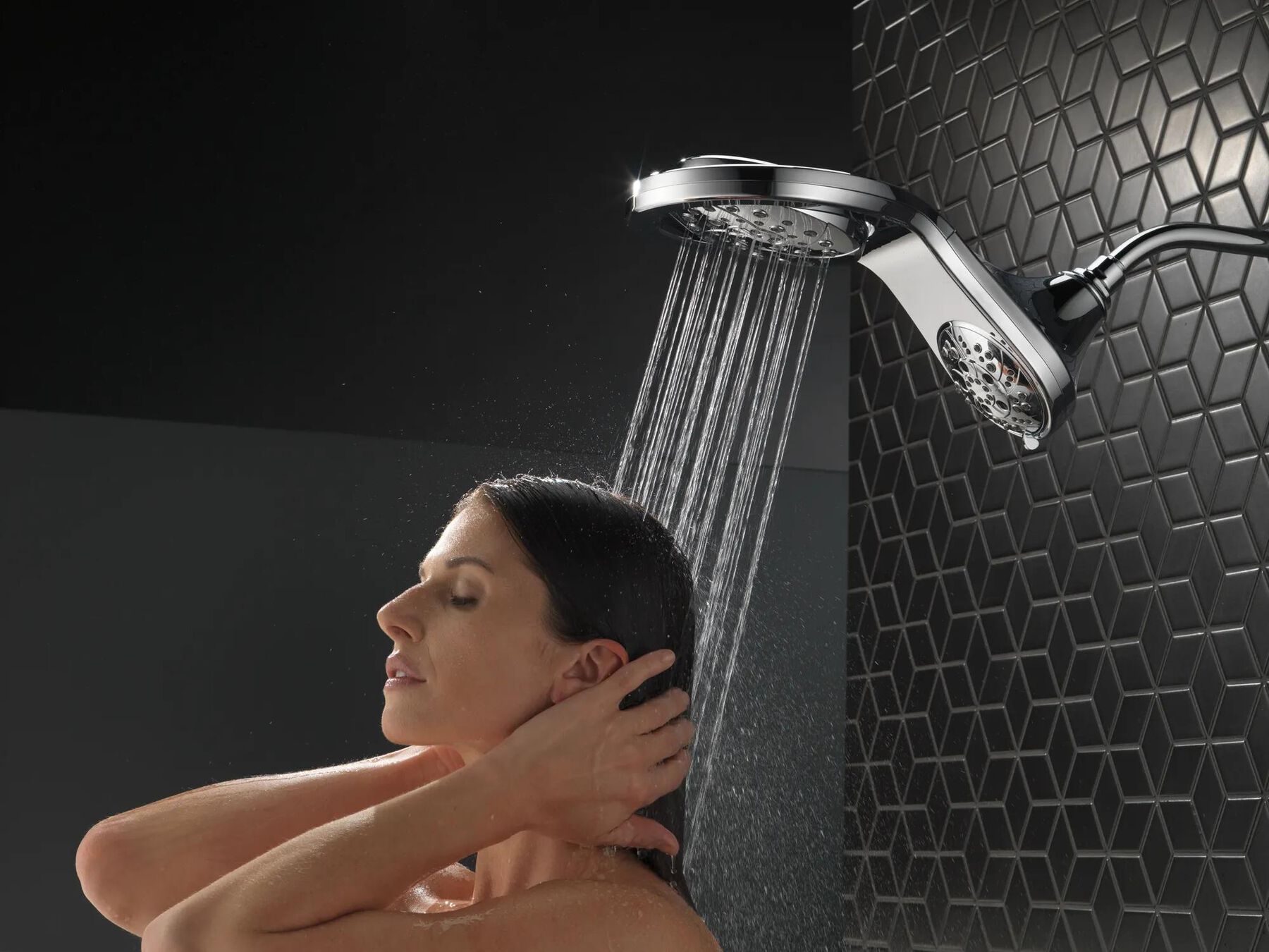 HydroRain&reg; H<sub>2</sub>Okinetic&reg; 5-Setting Two-in-One Shower Head