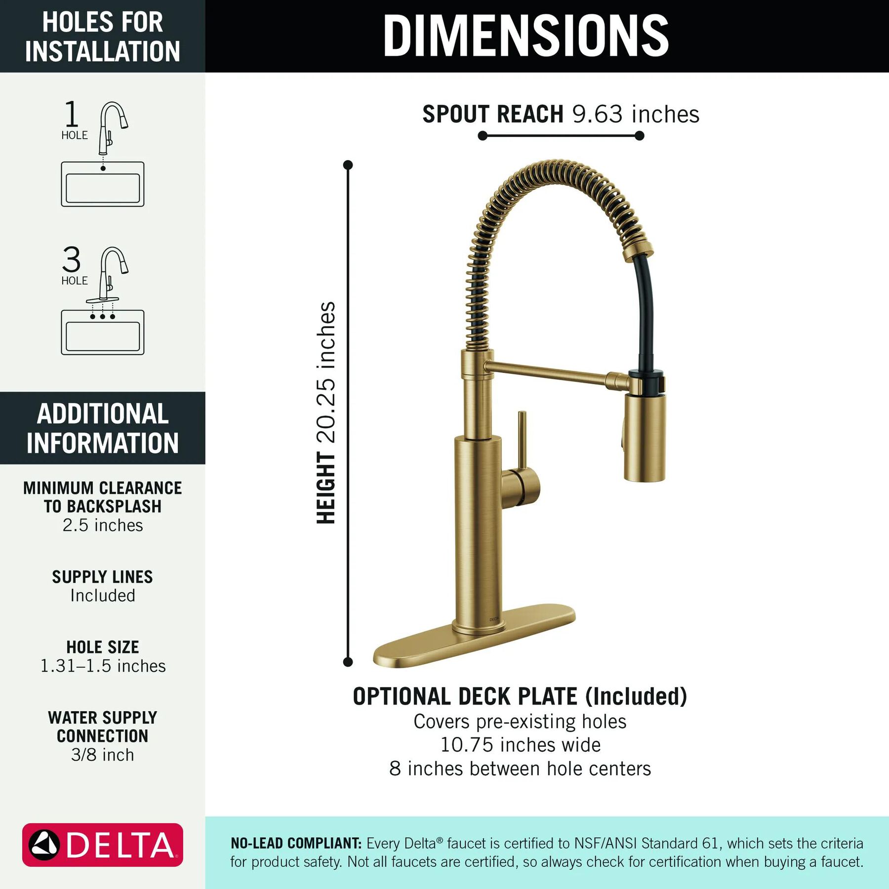 Single-Handle Pull-Down Spring Kitchen Faucet (Recertified)