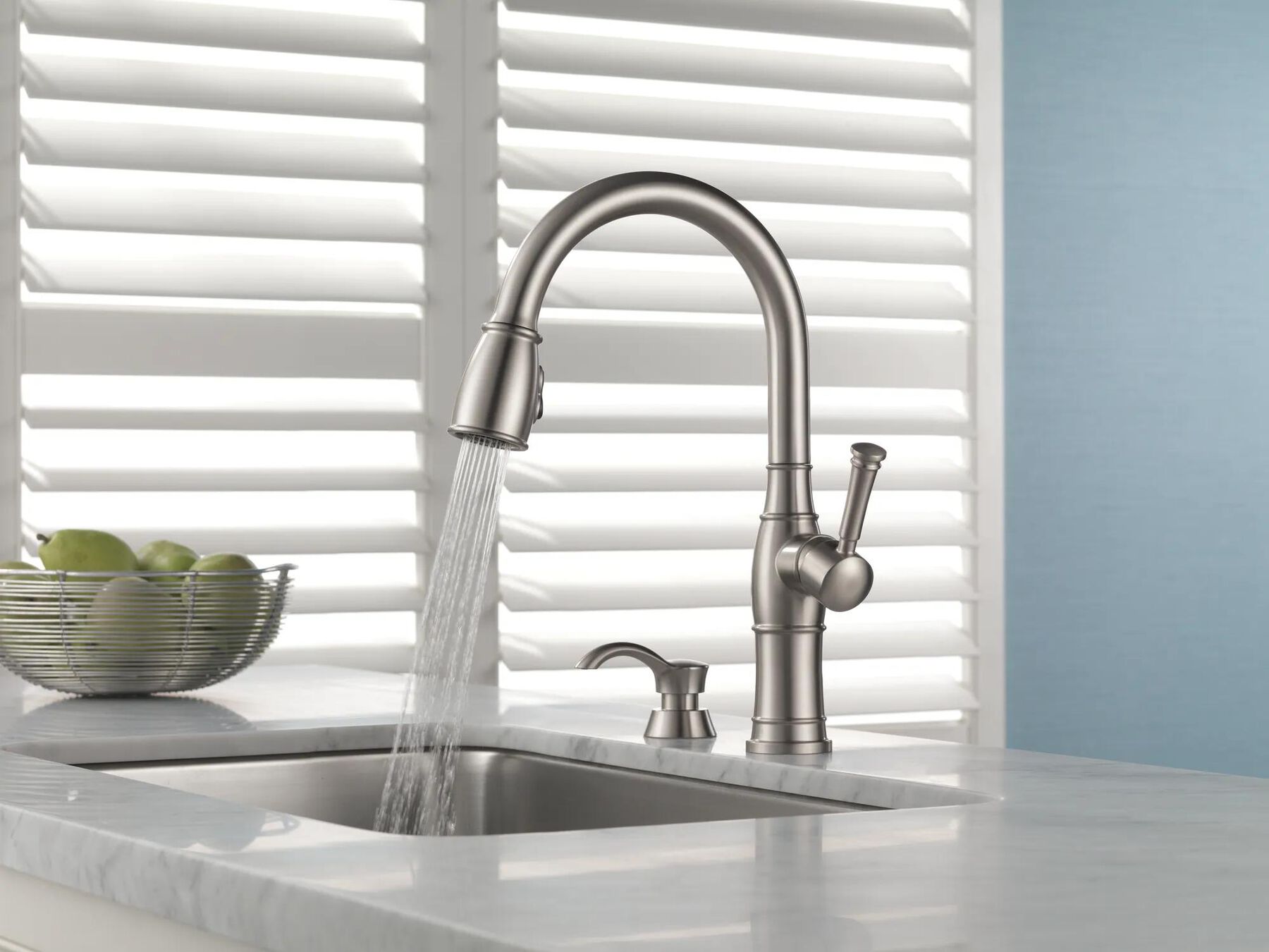 Single Handle Pull-Down Kitchen Faucet with Soap Dispenser