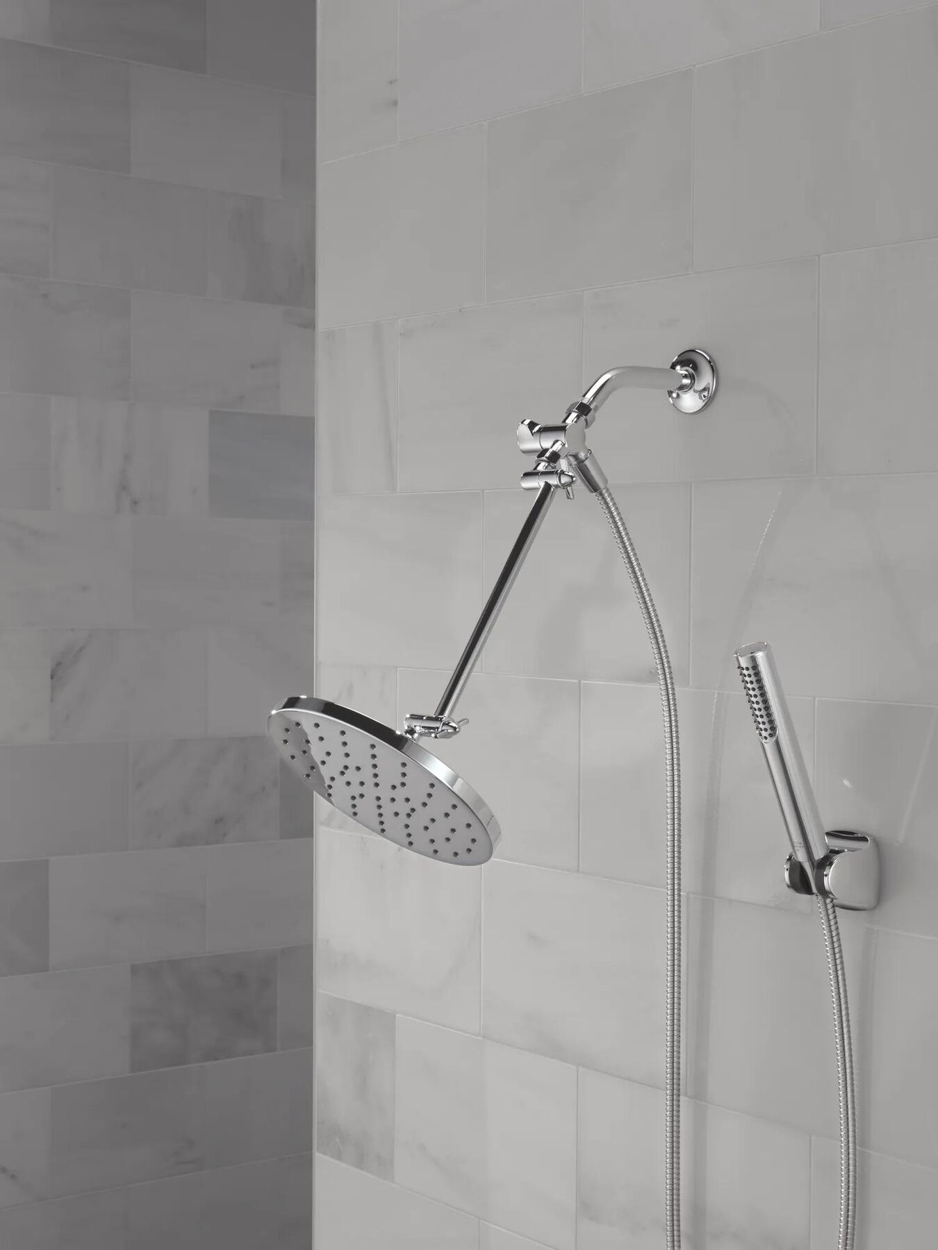 Adjustable Raincan Shower Head with Hand Shower