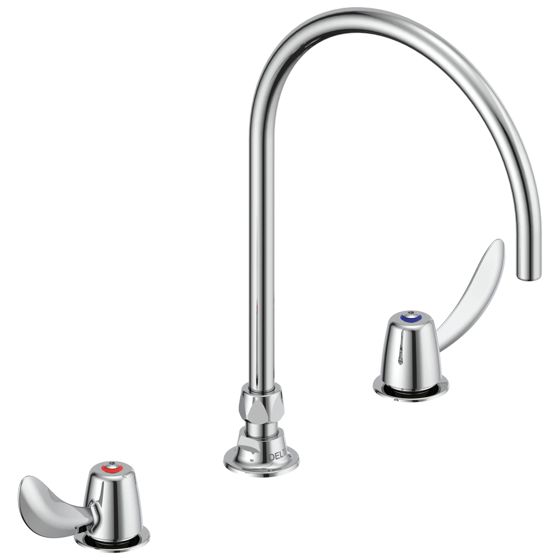 Two Handle Widespread Bathroom Faucet with Gooseneck Spout - Less Pop-Up