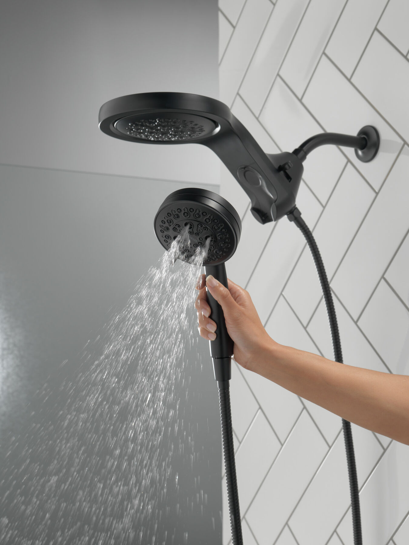 HydroRain&reg; H<sub>2</sub>Okinetic&reg; 5-Setting Two-in-One Shower Head