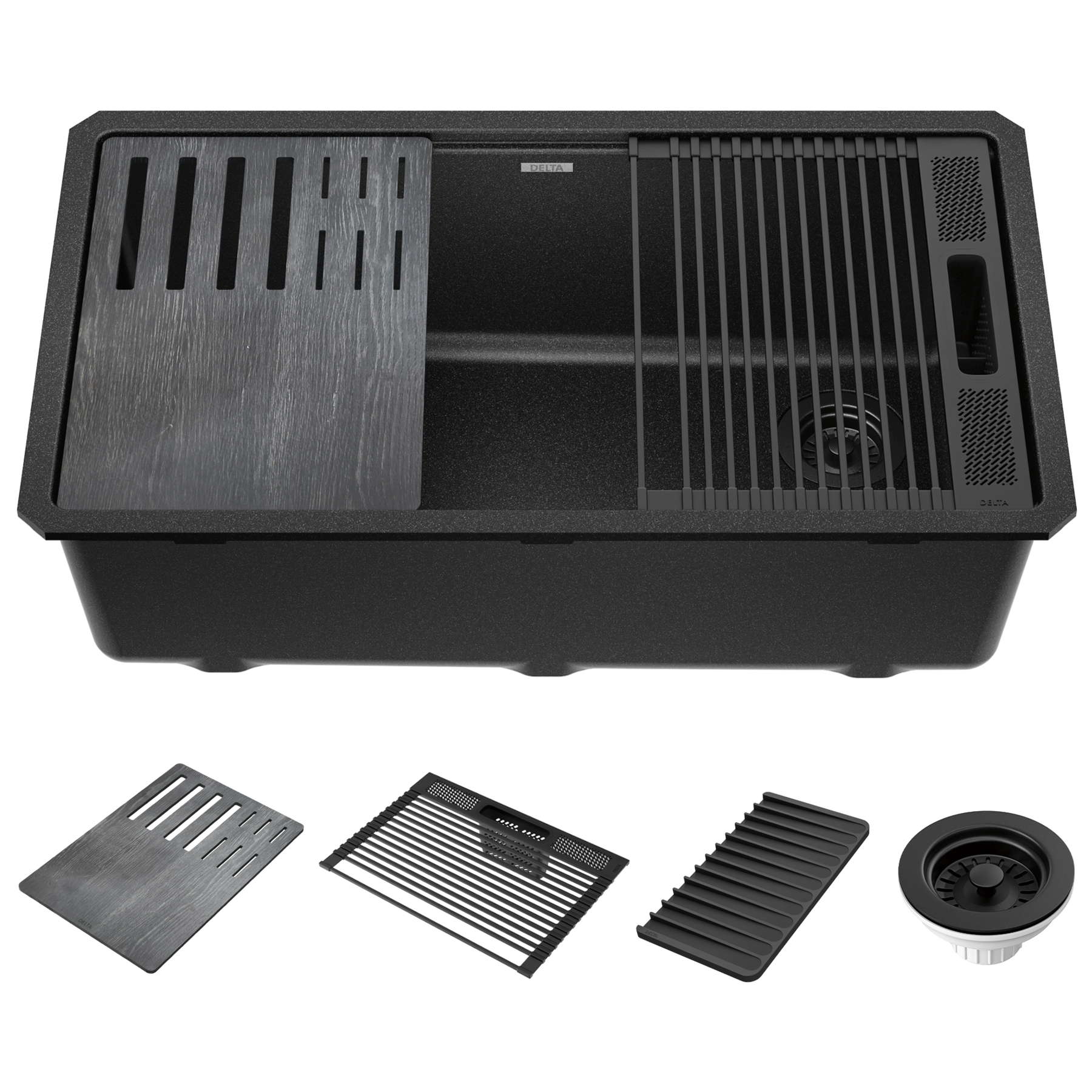 32&rdquo; Granite Composite Workstation Kitchen Sink Undermount Single Bowl with WorkFlow&trade; Ledge and Accessories