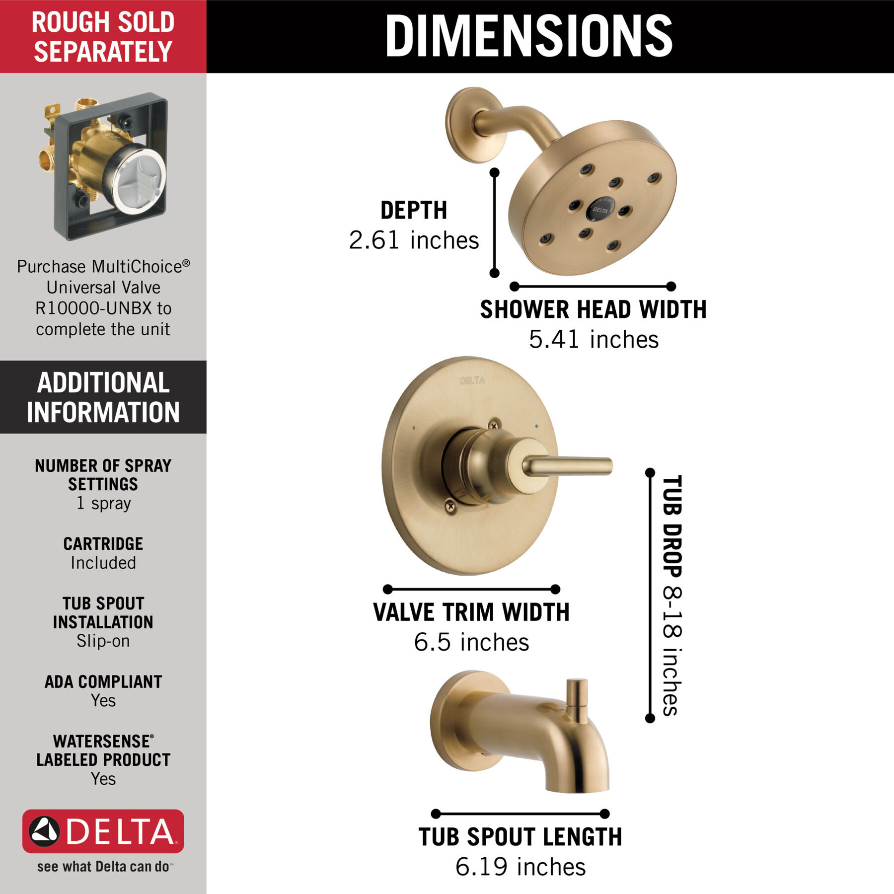 Monitor&reg; 14 Series H<sub>2</sub>Okinetic&reg; Single Handle Tub & Shower Trim (Recertified)
