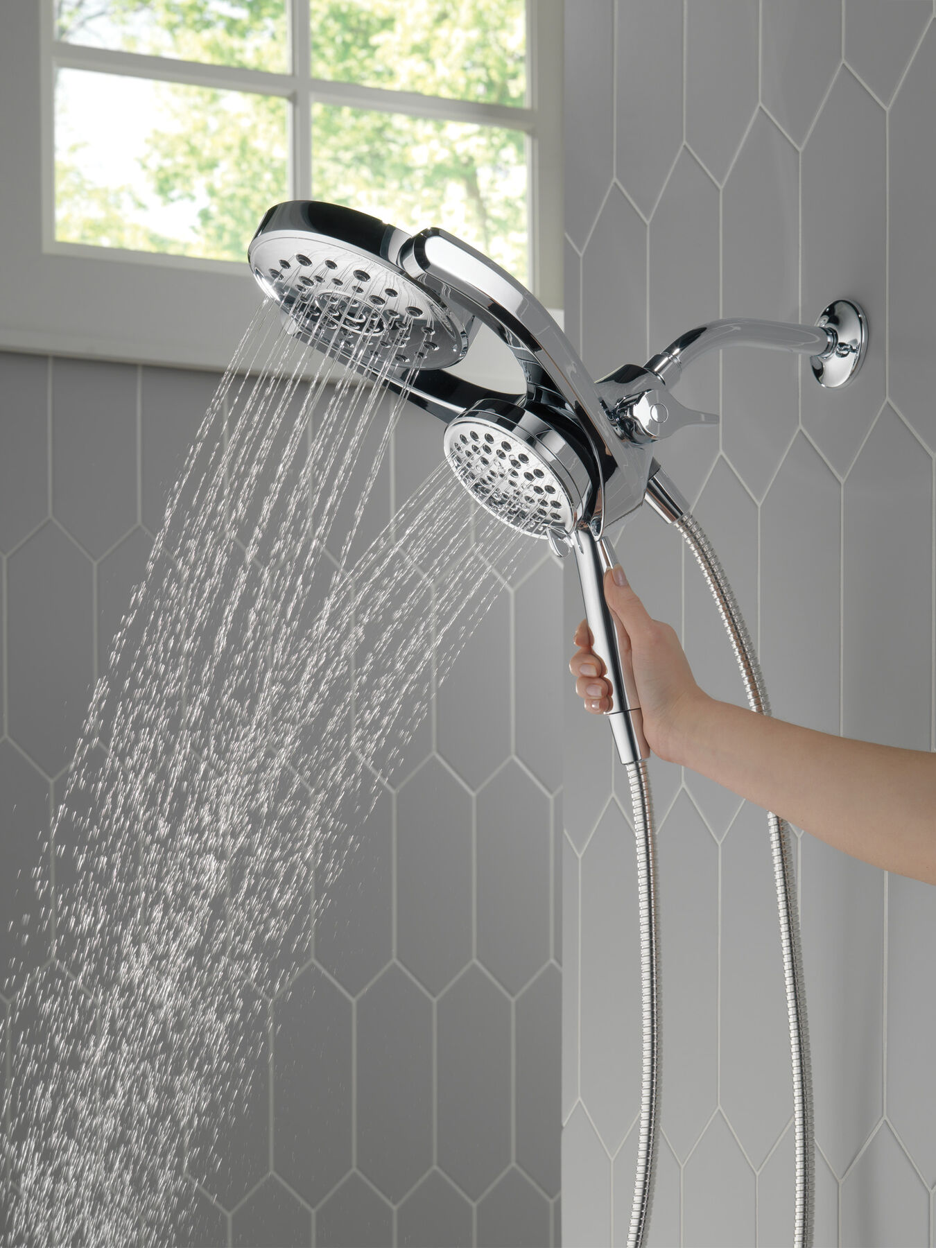 HydroRain&reg; 4-Setting Two-in-One Shower Head