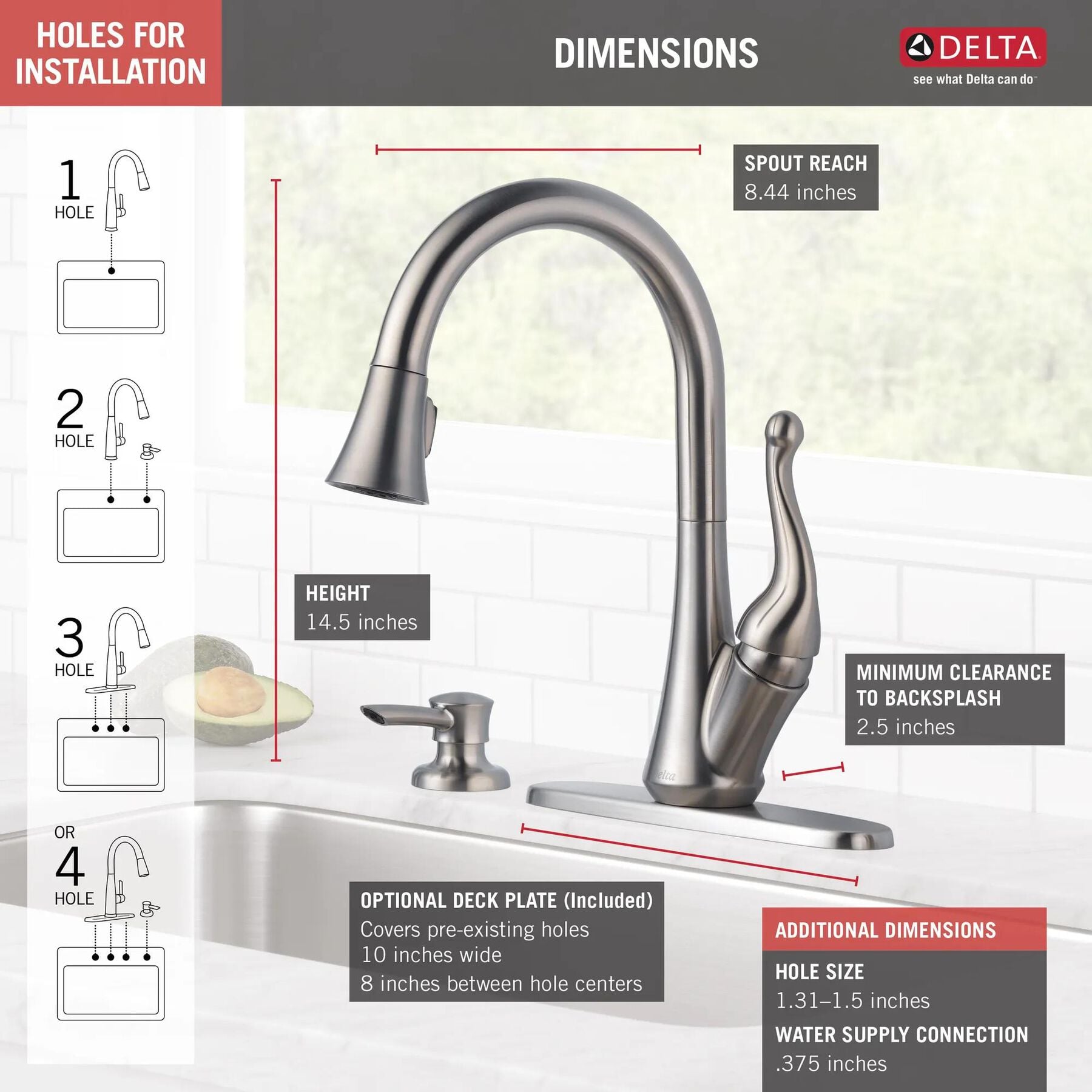 Single Handle Pull-Down Kitchen Faucet with Soap Dispenser