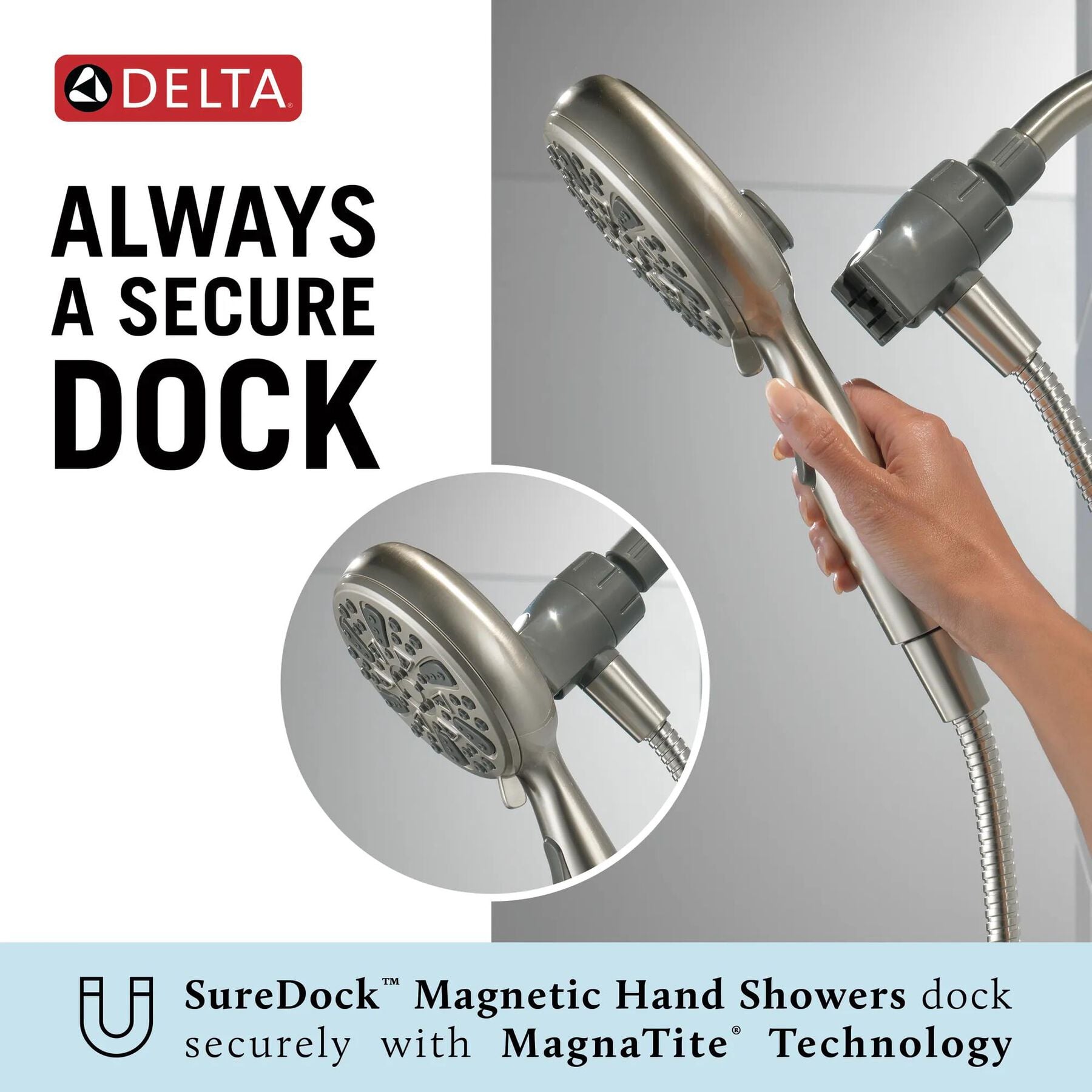 6-Setting SureDock&reg; Magnetic Hand Shower