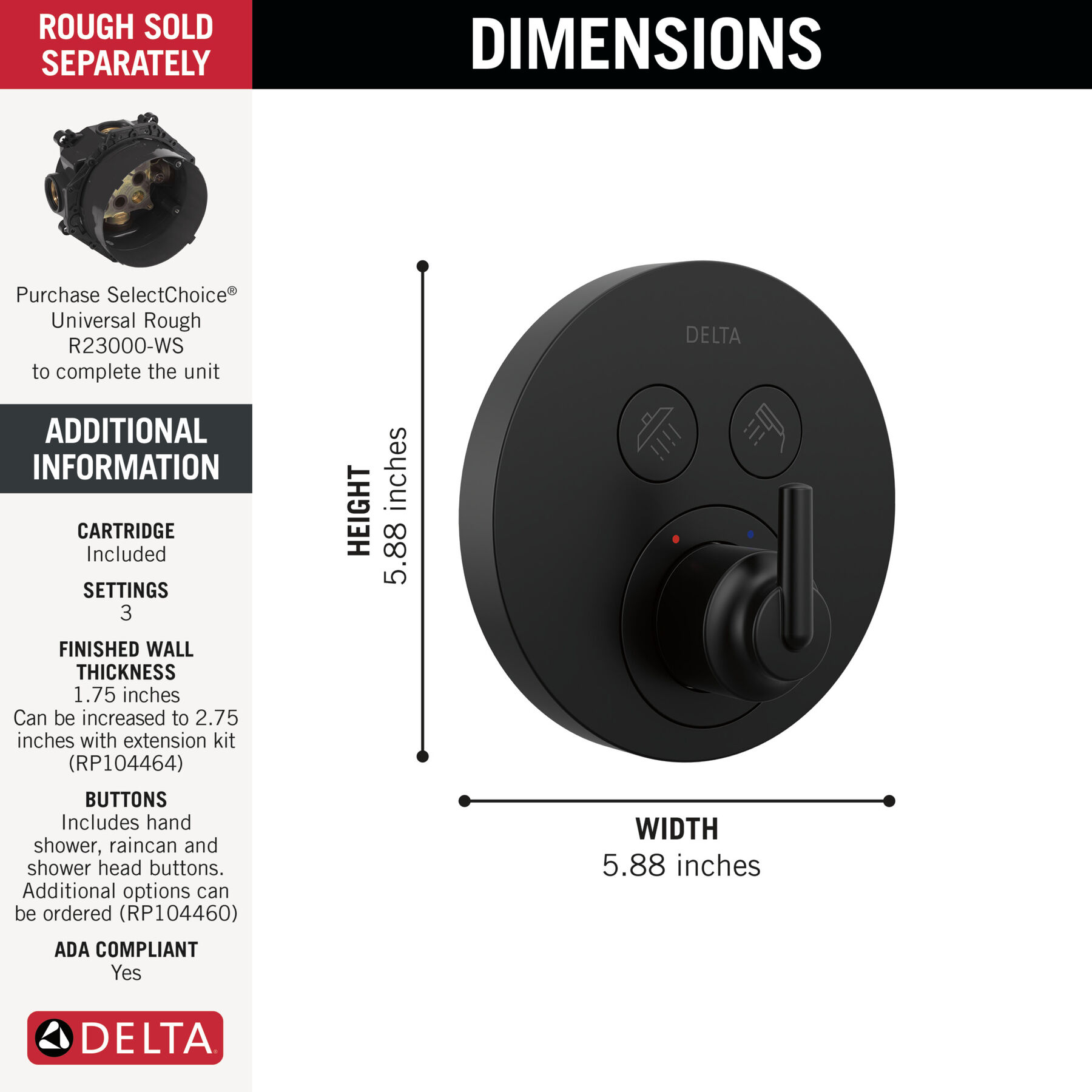 Round Contemporary Push-Button Shower