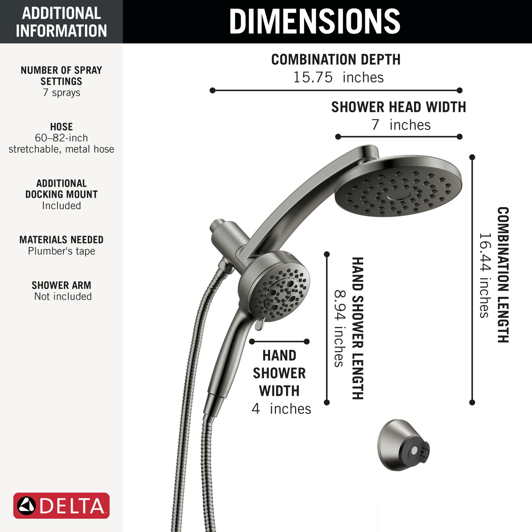 PivotPro&trade; 3-in-1 Combination Shower