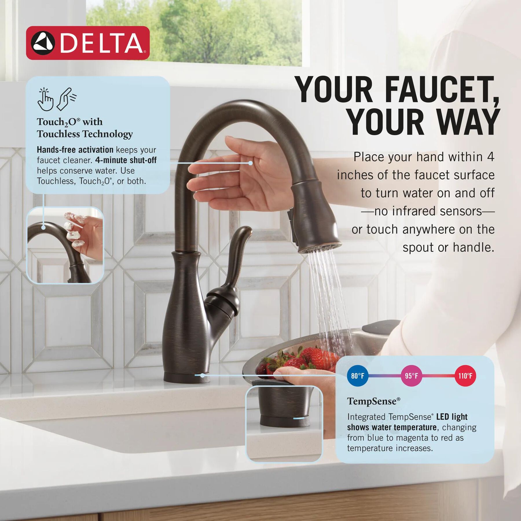 Touch<sub>2</sub>O&reg; Technology Kitchen Faucet with Touchless Technology