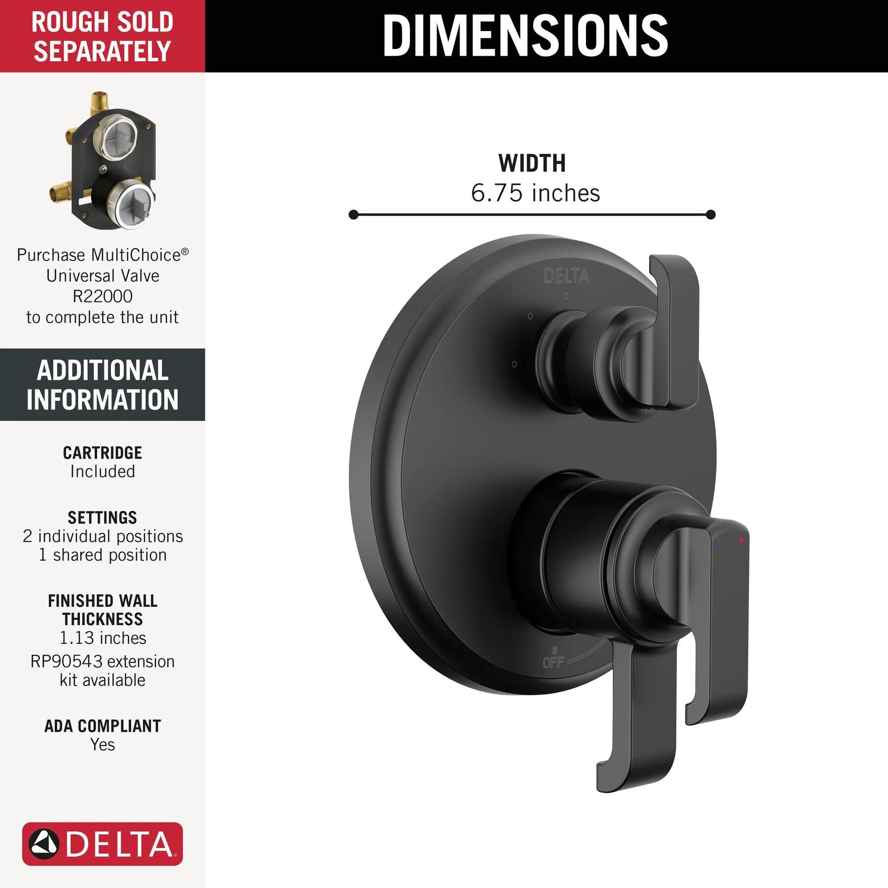 17 Series Integrated Diverter Trim with 3-Setting