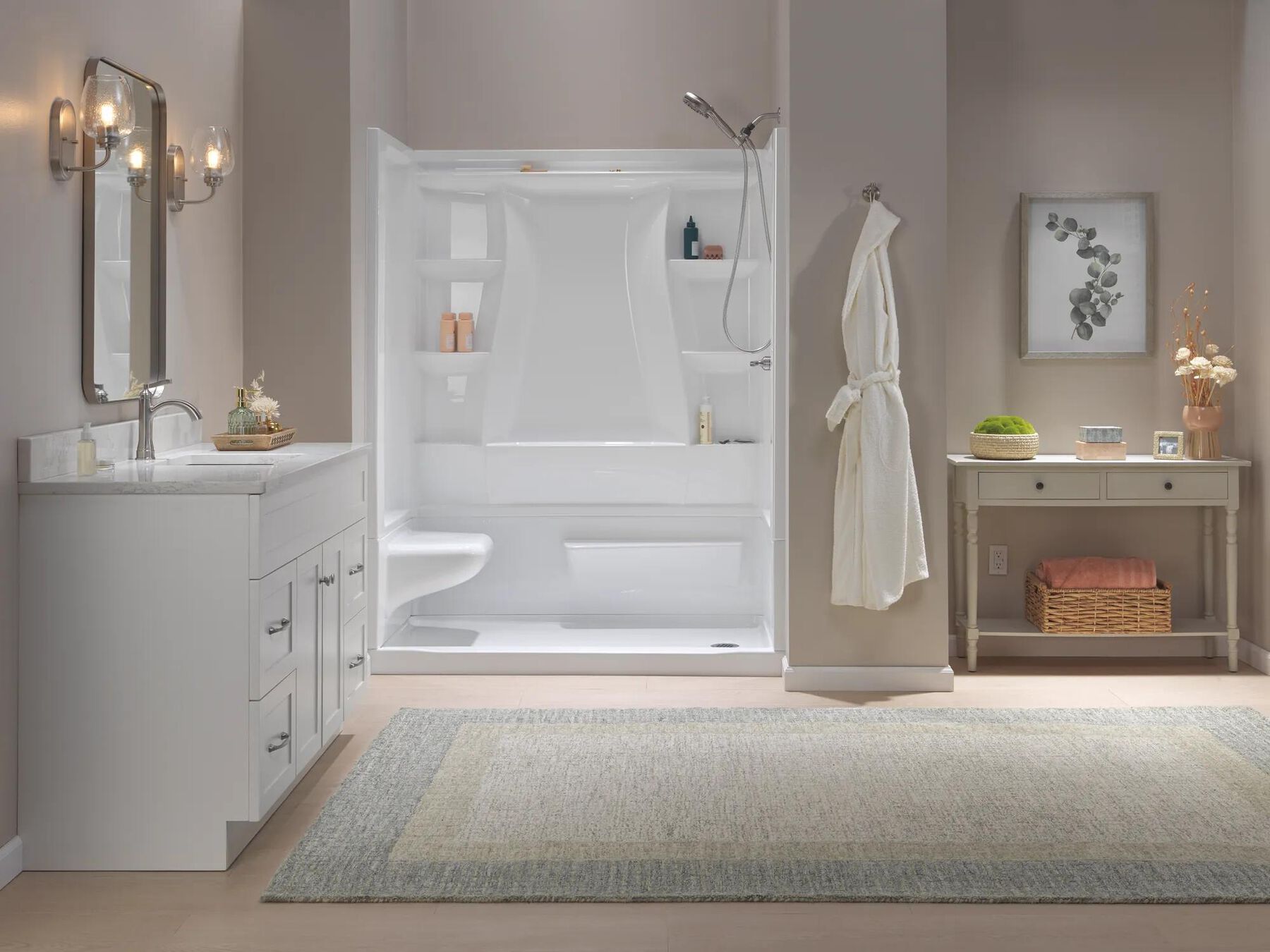 60x32 Alcove Shower Bundle  - Left Seat Right Drain