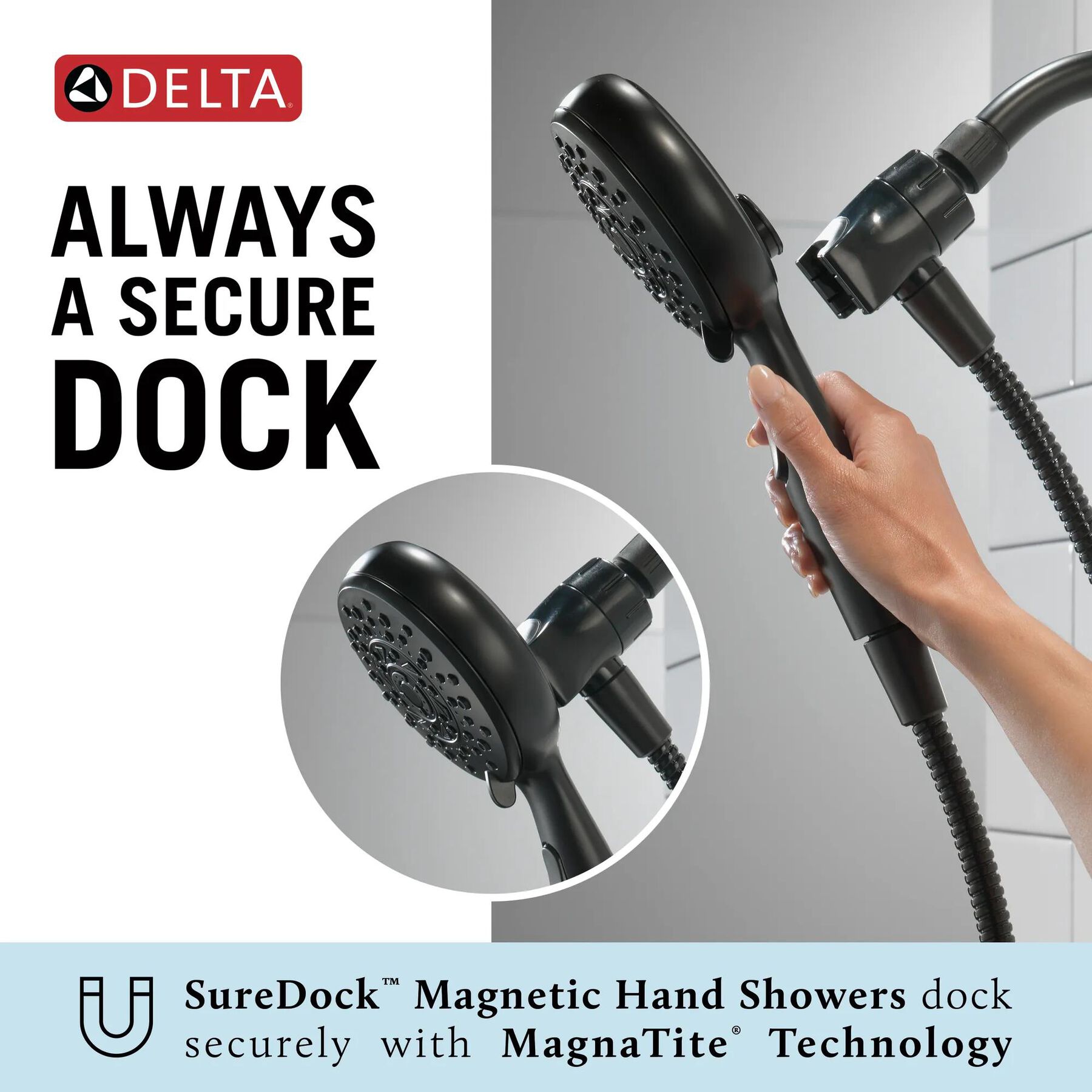 6-Setting SureDock&reg; Magnetic Hand Shower