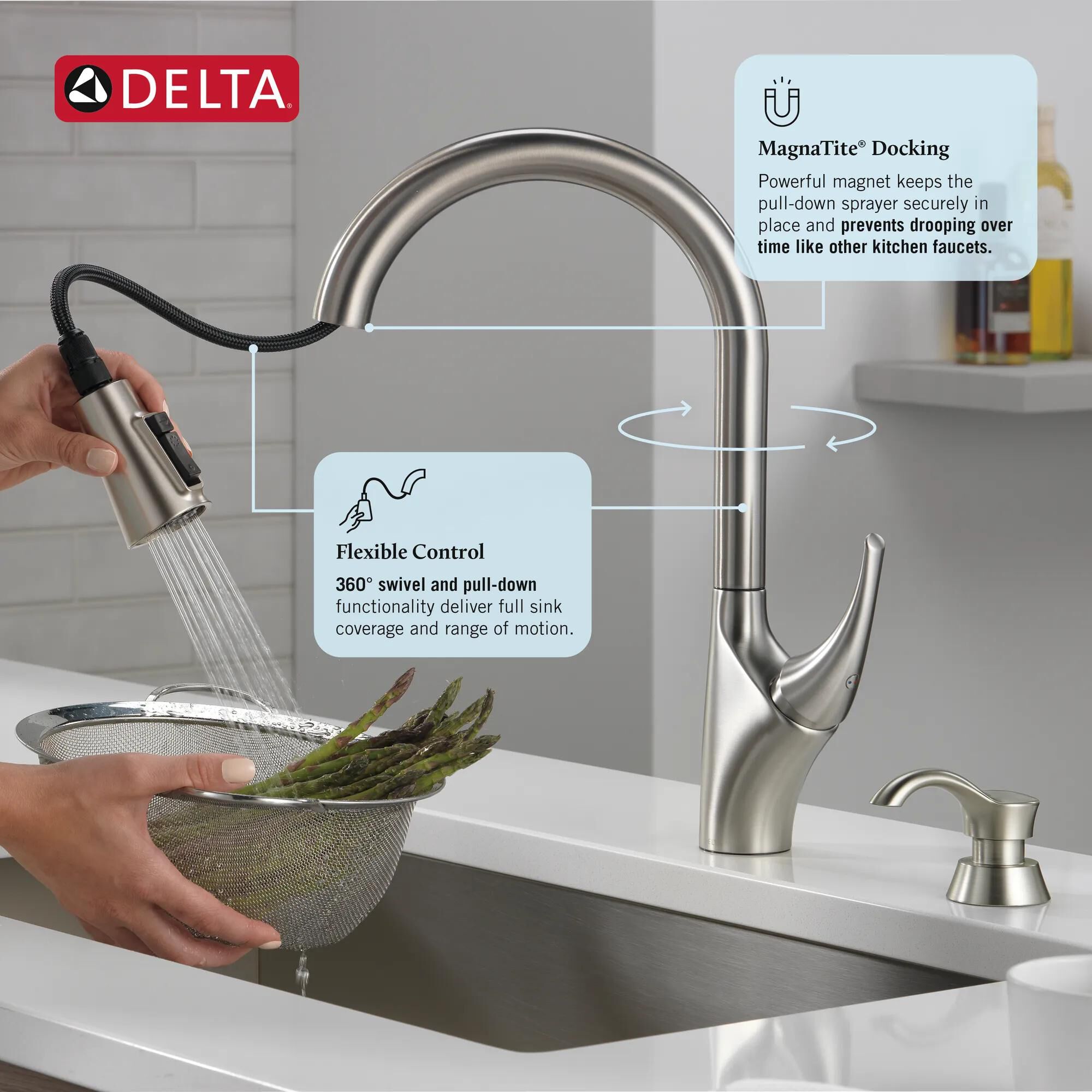 Single Handle Pull-Down Kitchen Faucet in Spotshield Stainless