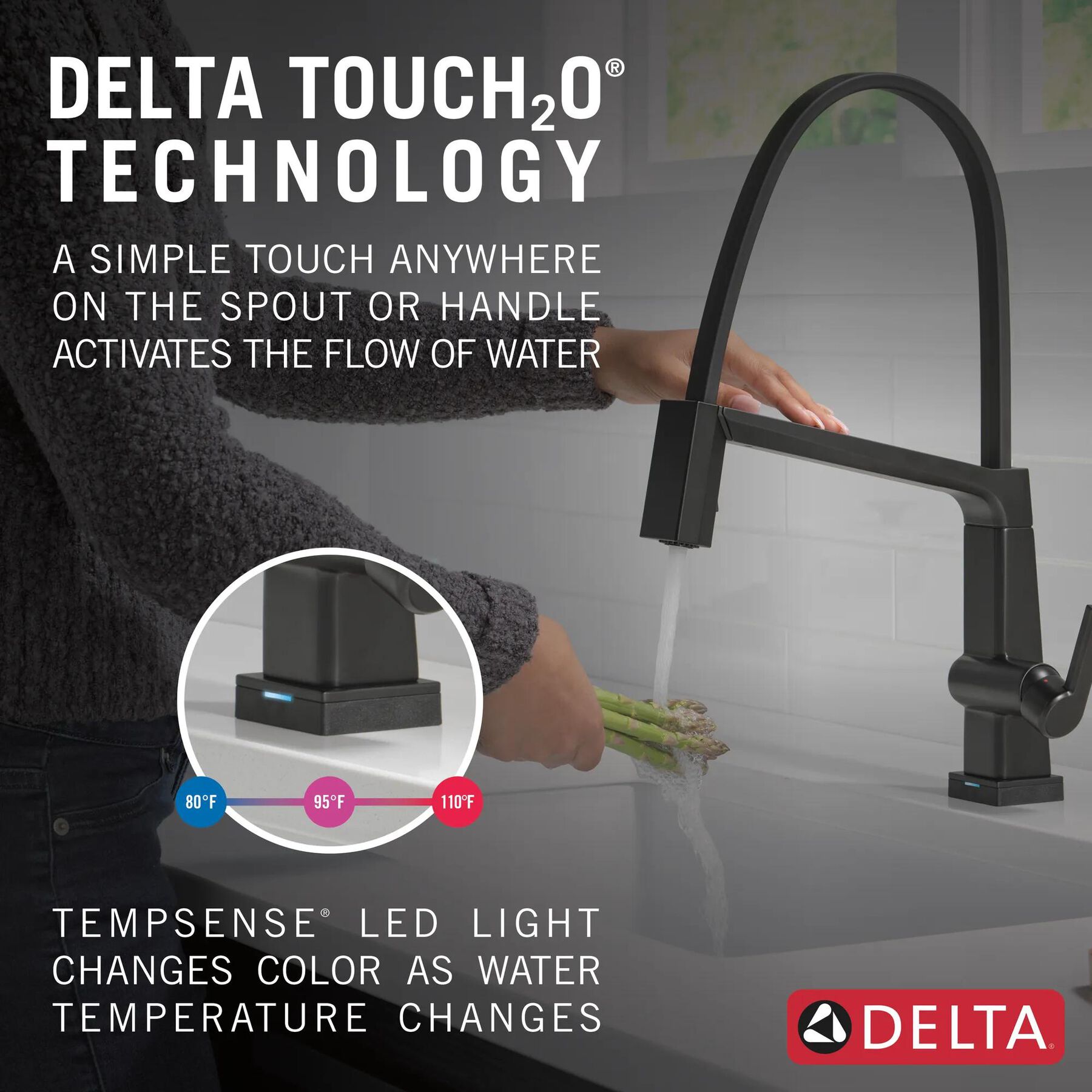 Single Handle Exposed Hose Kitchen Faucet With Touch2O Technology (Recertified)