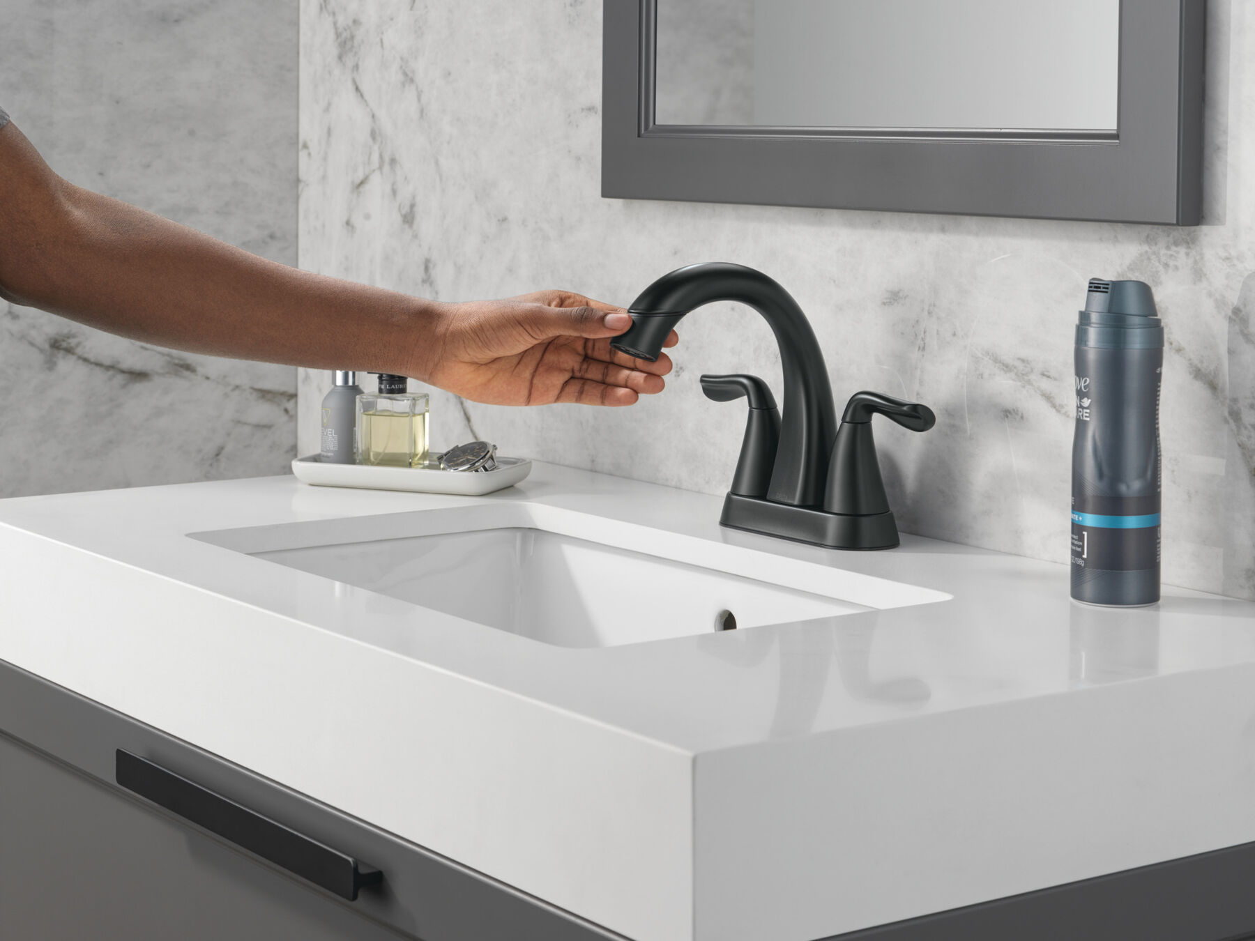 Two Handle Centerset Pull-Down Bathroom Faucet
