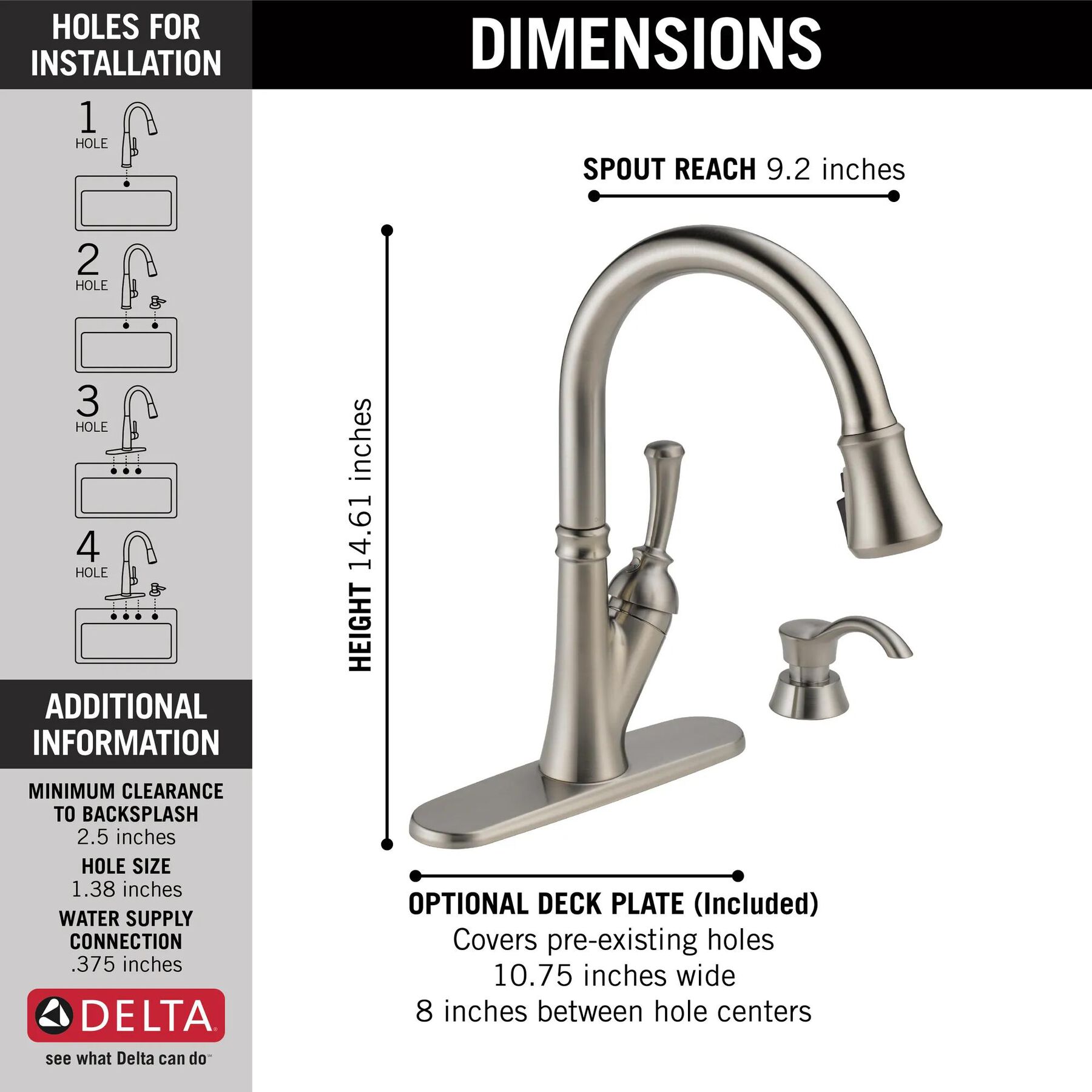 Single Handle Pull-Down Kitchen Faucet with Soap Dispenser and ShieldSpray Technology