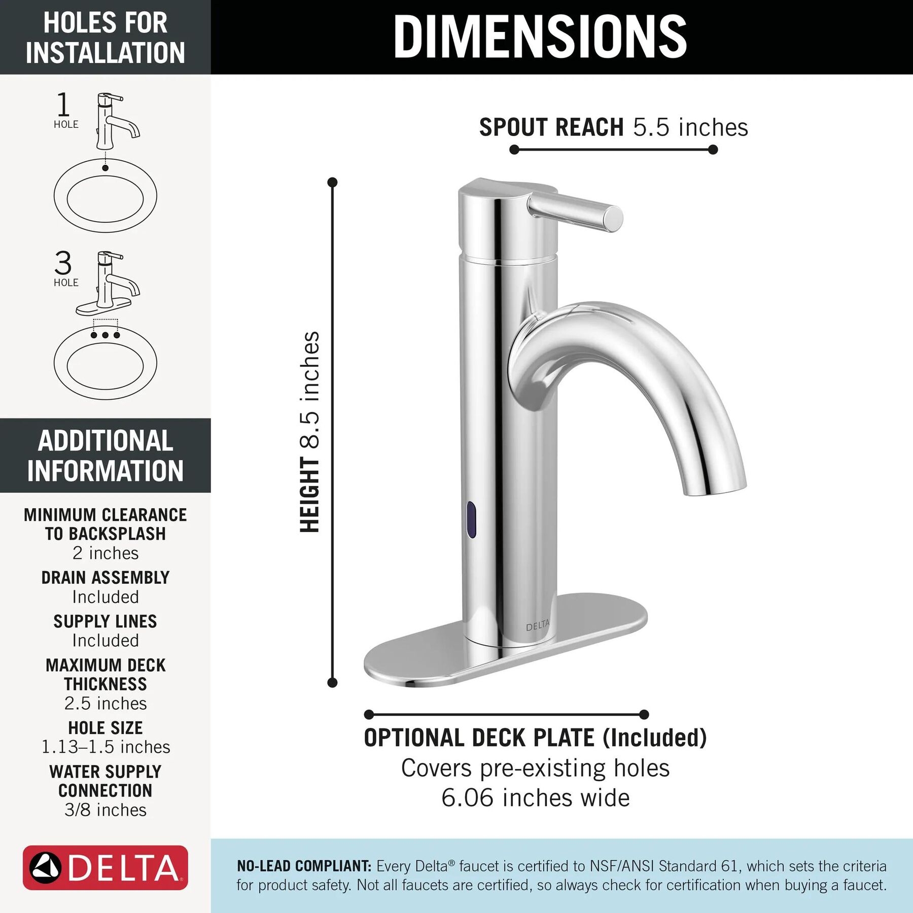 Sense2O&trade; Bathroom Faucet with Touchless Technology