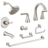 Widespread Lavatory Faucet with 14 Series Tub Shower Trim and Bathroom Accessories Bundle