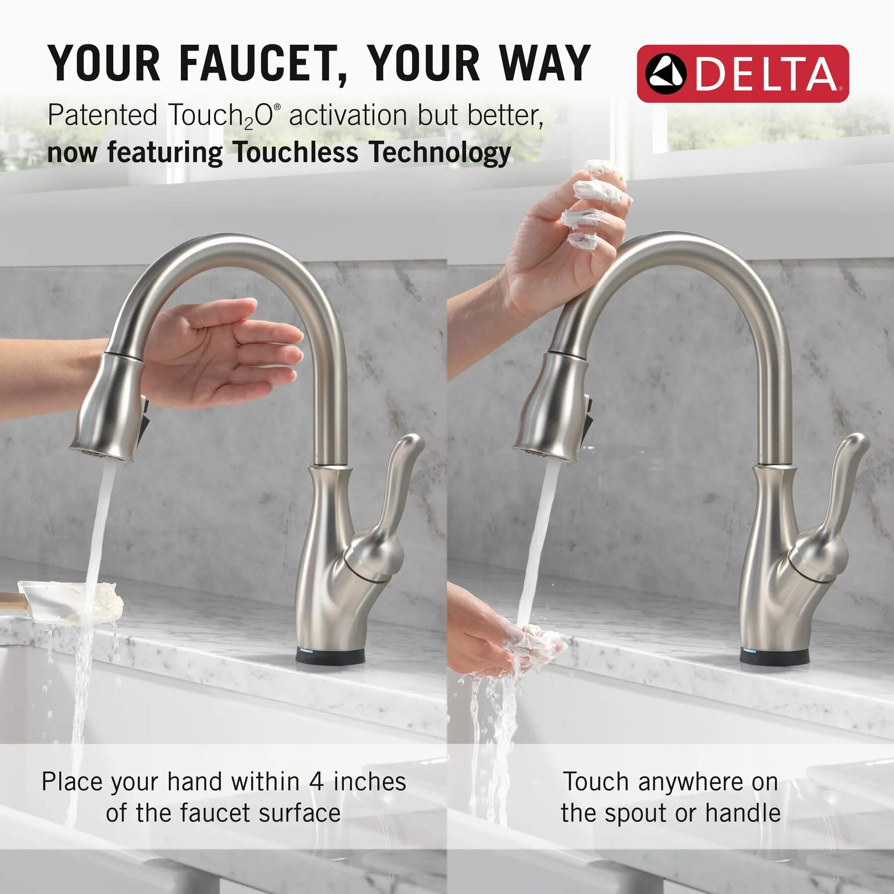 Touch<sub>2</sub>O&reg; Technology Kitchen Faucet with Touchless Technology
