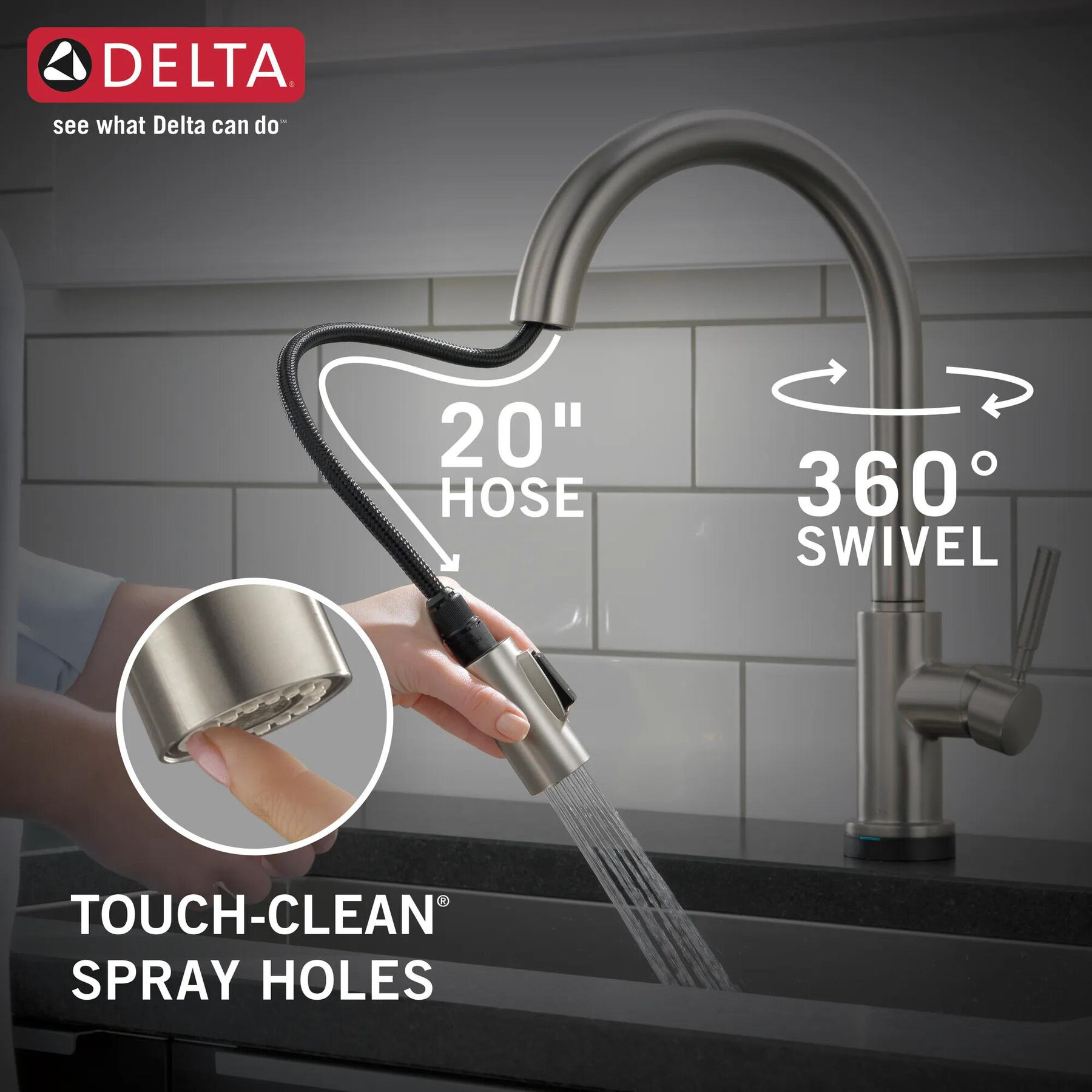 Single Handle Pull-Down Kitchen Faucet with Touch<sub>2</sub>O&reg; Technology Technology and Soap Dispenser