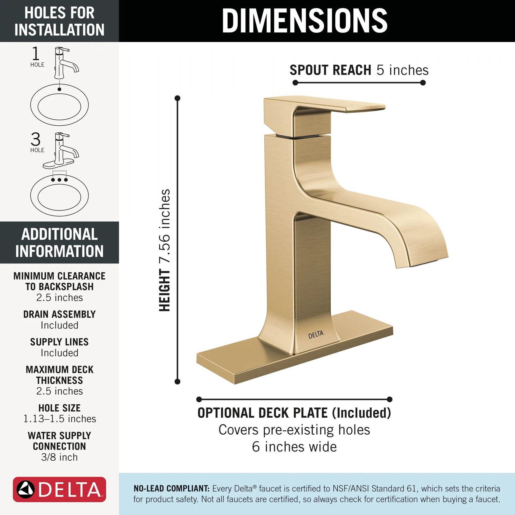 Single Handle Bathroom Faucet (Recertified)