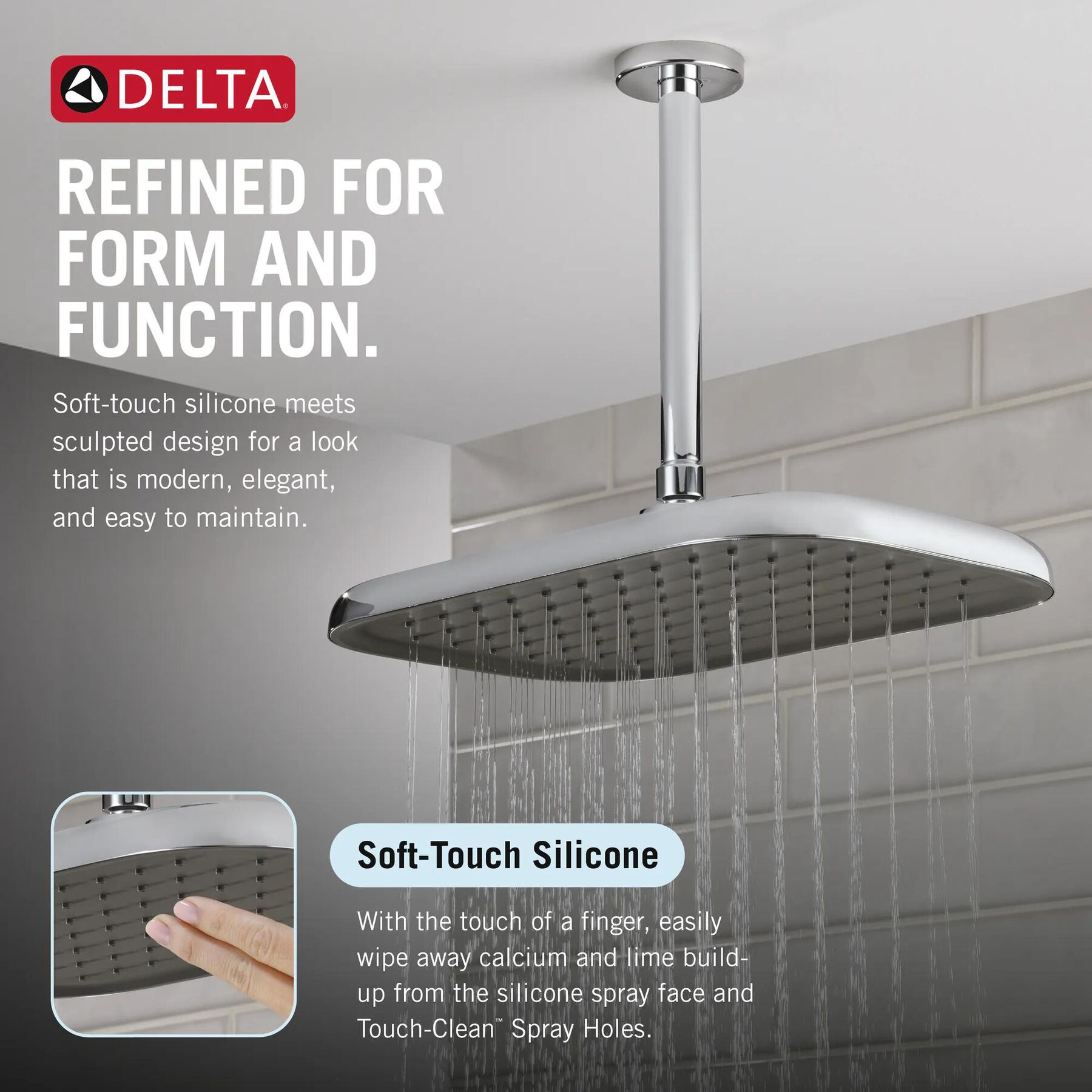 Single-Setting Raincan Shower Head with Silicone Spray Face
