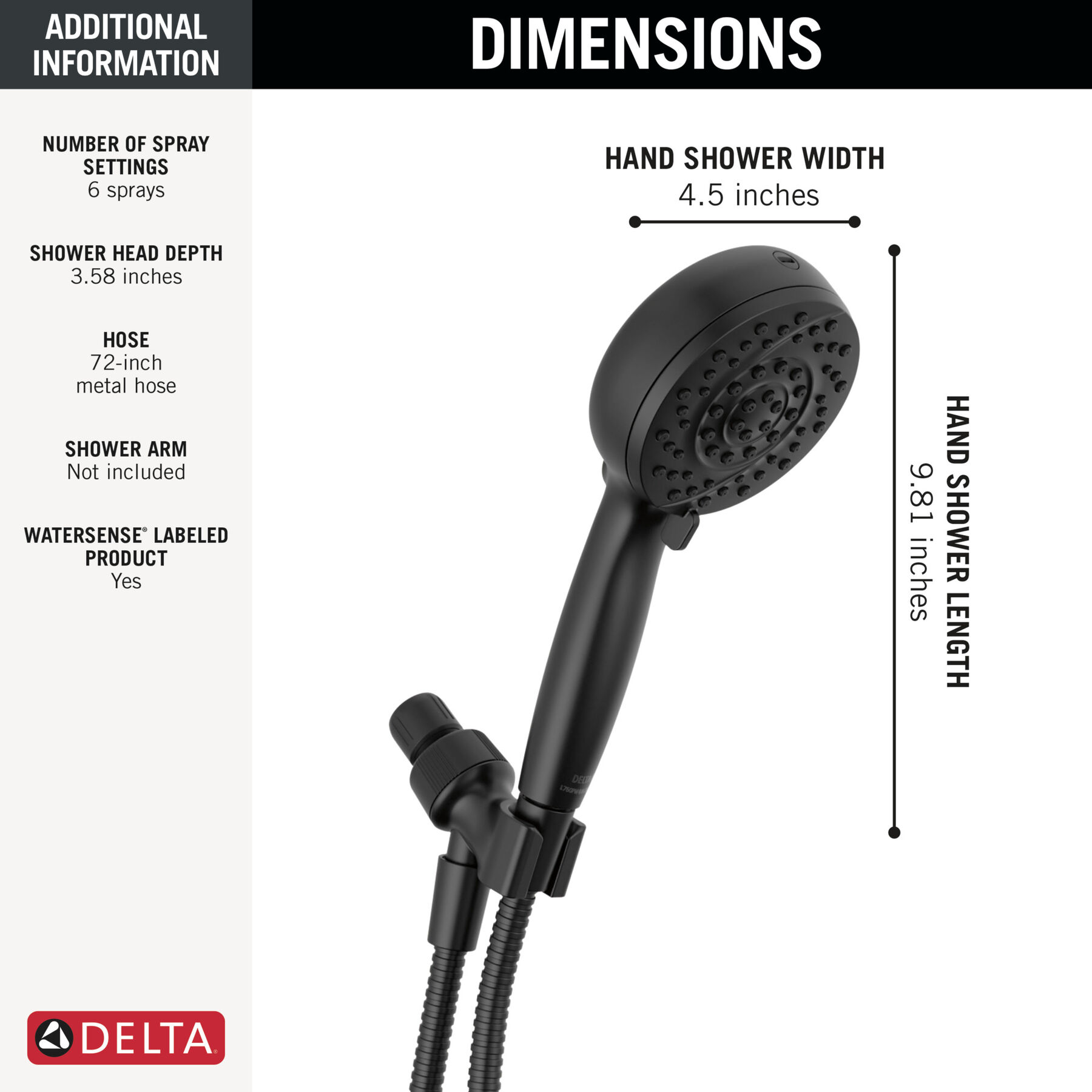 6-Setting Hand Shower with Cleaning Spray
