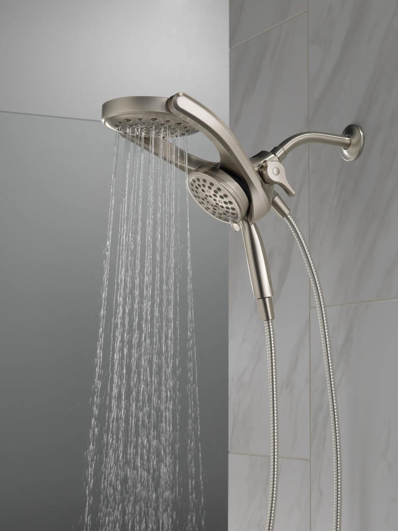 HydroRain&reg; 4-Setting Two-in-One Shower Head (Recertified)