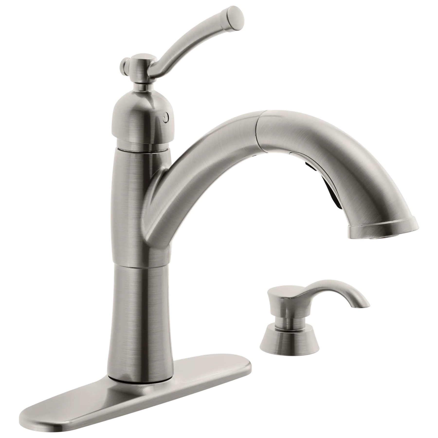 Single Handle Pull-Out Kitchen Faucet with Soap Dispenser