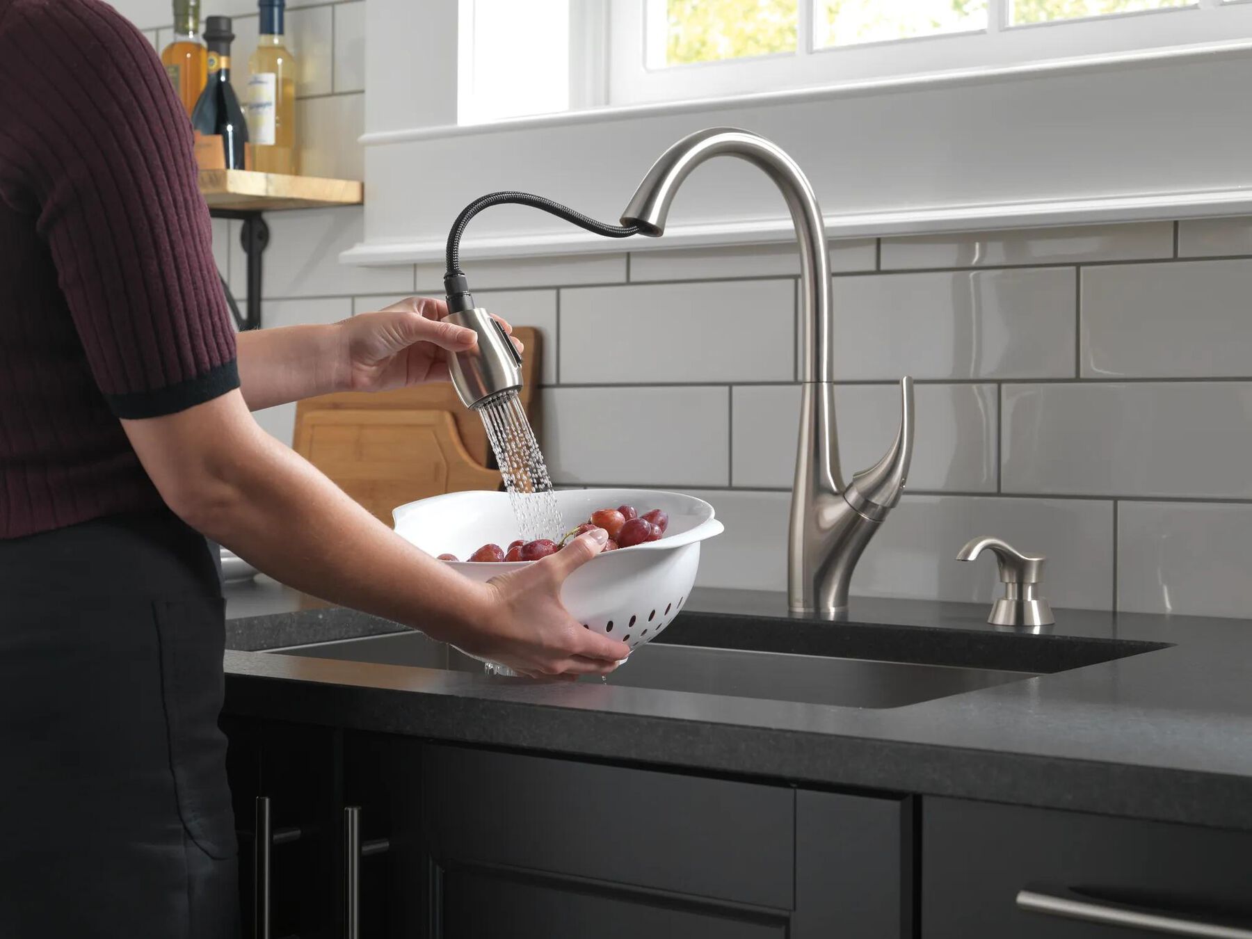 Single Handle Pull-Down Kitchen Faucet with Soap Dispenser and ShieldSpray&reg; Technology (Recertified)